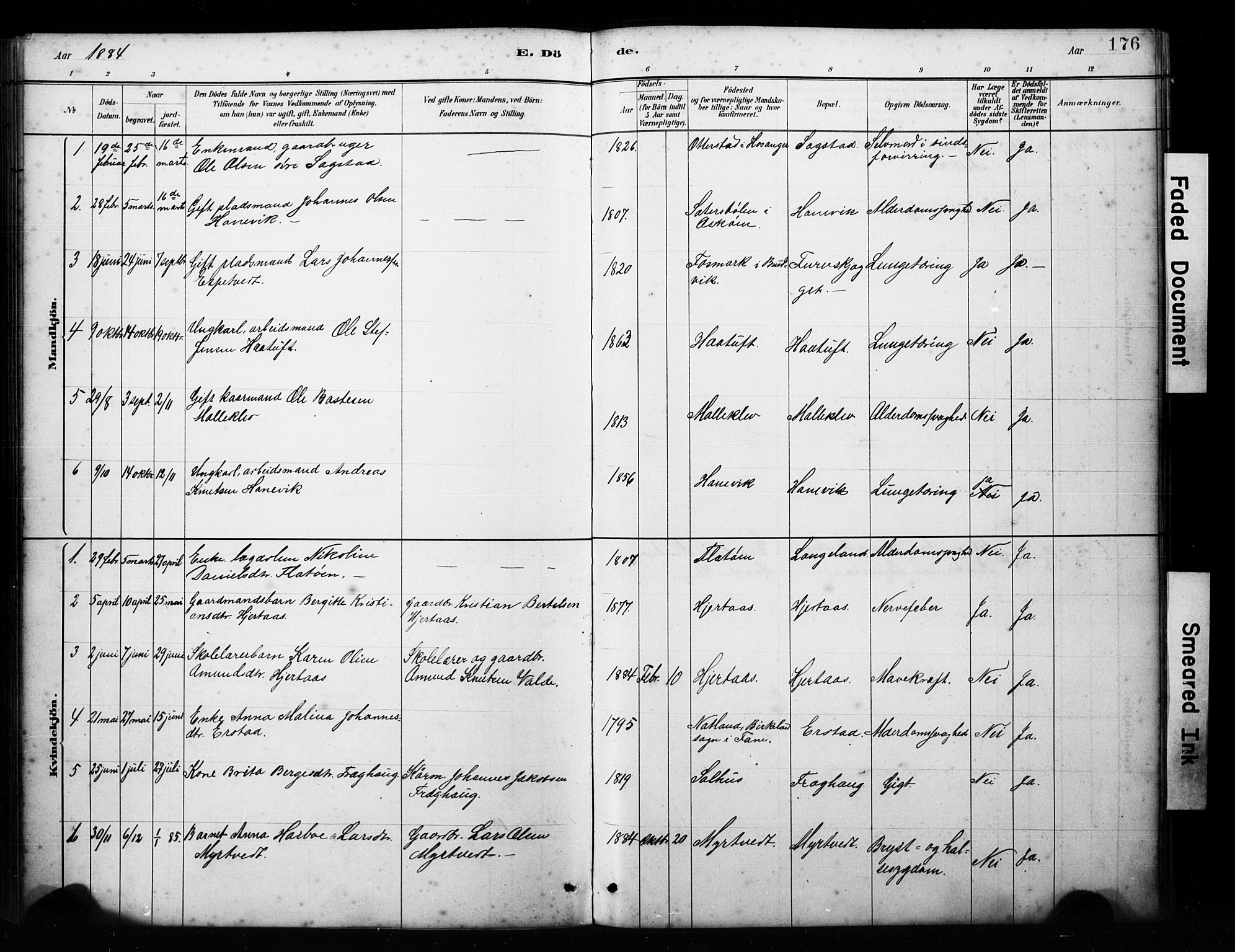 Alversund Sokneprestembete, SAB/A-73901/H/Ha/Hab: Parish register (copy) no. C 3, 1881-1894, p. 176