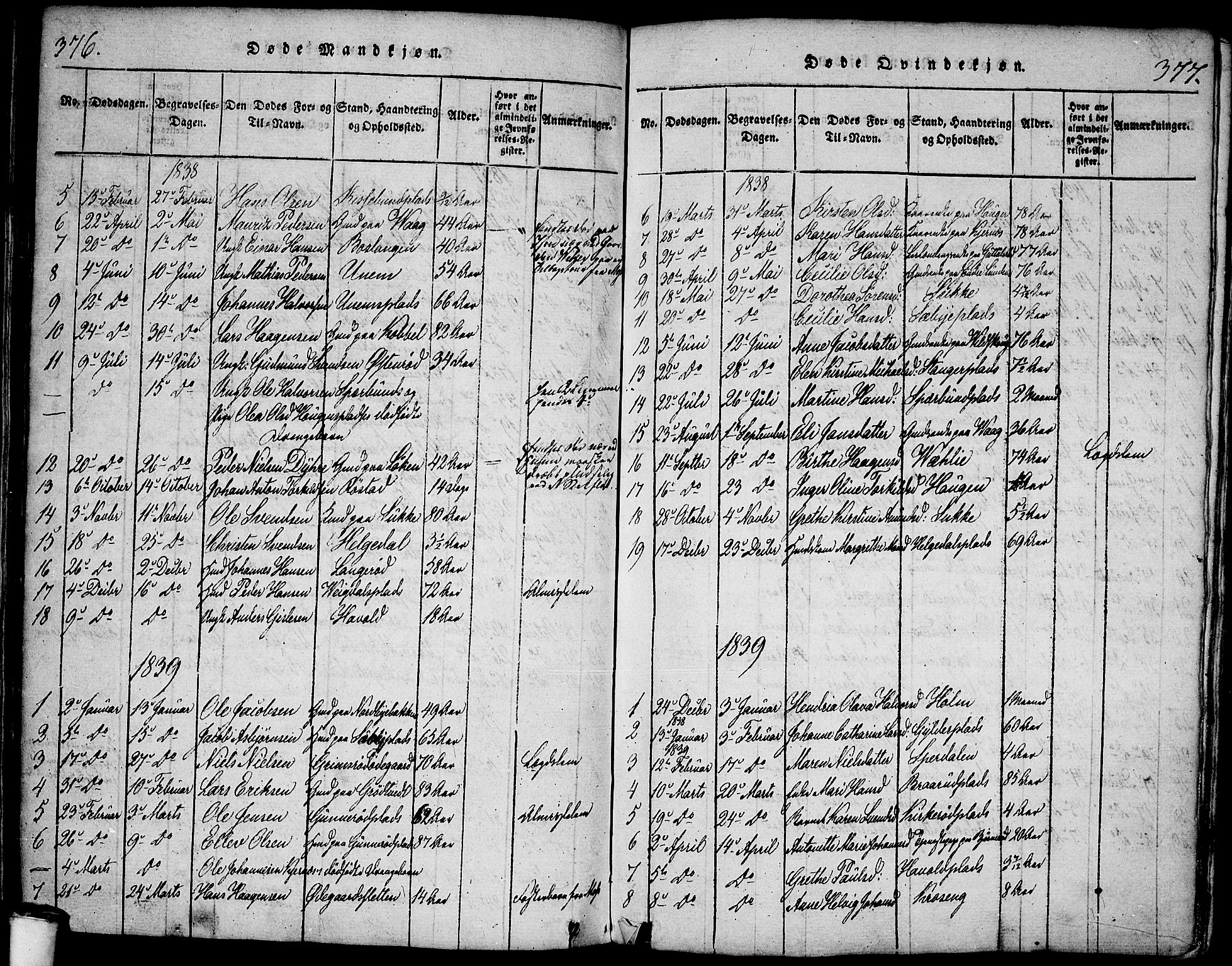 Våler prestekontor Kirkebøker, SAO/A-11083/F/Fa/L0005: Parish register (official) no. I 5, 1815-1839, p. 376-377