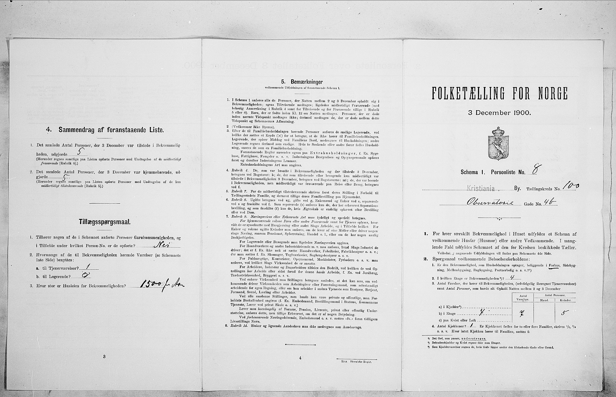 SAO, 1900 census for Kristiania, 1900, p. 67143