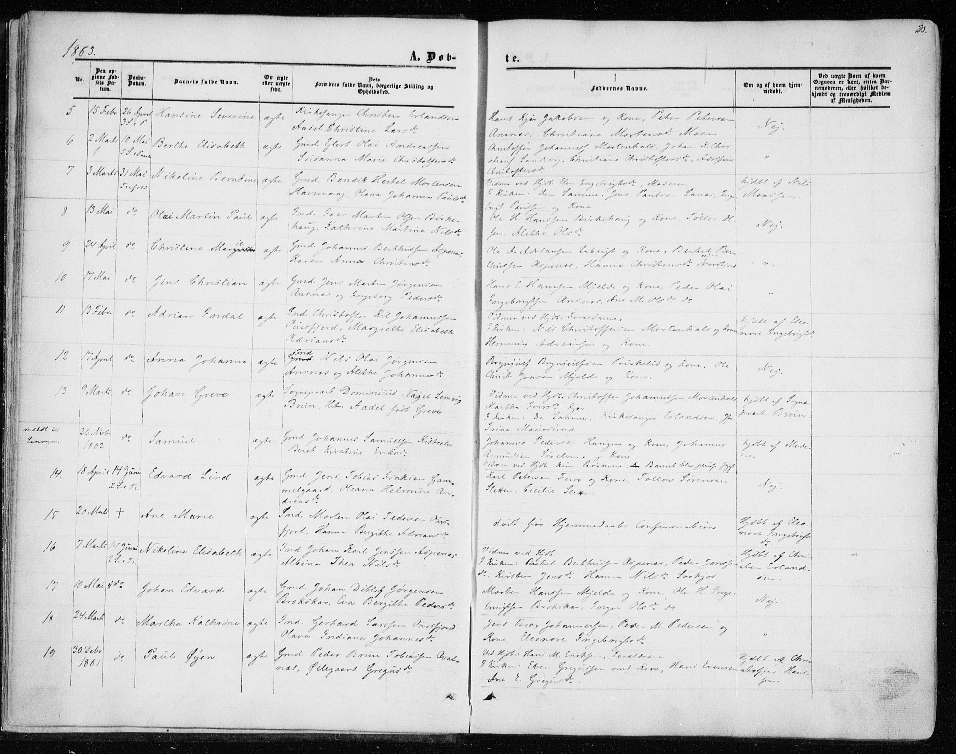 Balsfjord sokneprestembete, SATØ/S-1303/G/Ga/L0001kirke: Parish register (official) no. 1, 1858-1870, p. 23