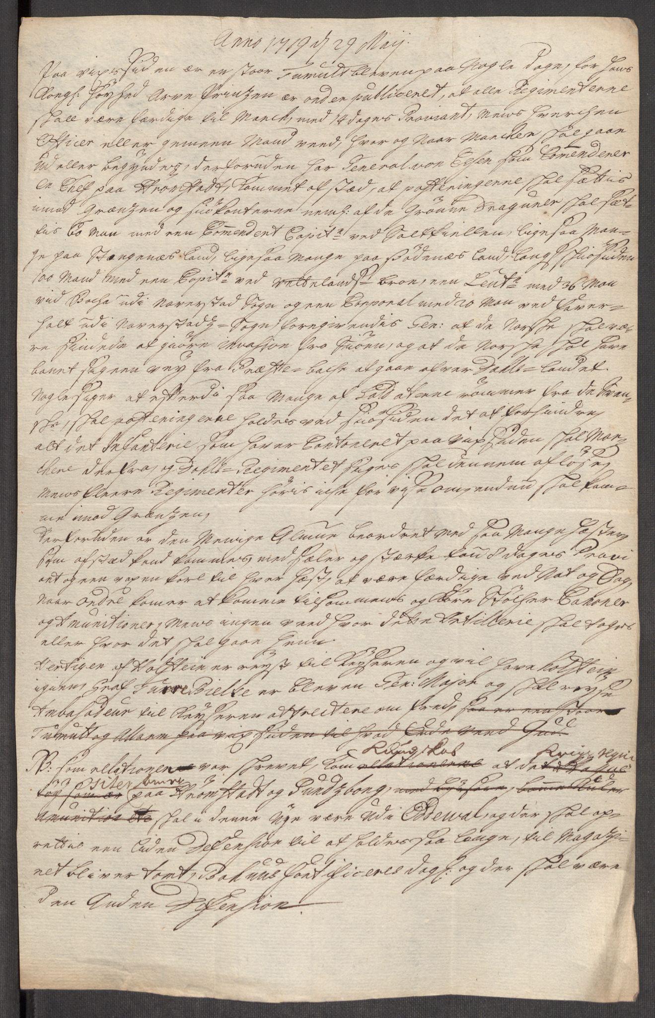 Kommanderende general (KG I) med Det norske krigsdirektorium, AV/RA-EA-5419/E/Eb/L0012: Kunnskap om fienden, kronologisk ordnet, 1718-1719, p. 707