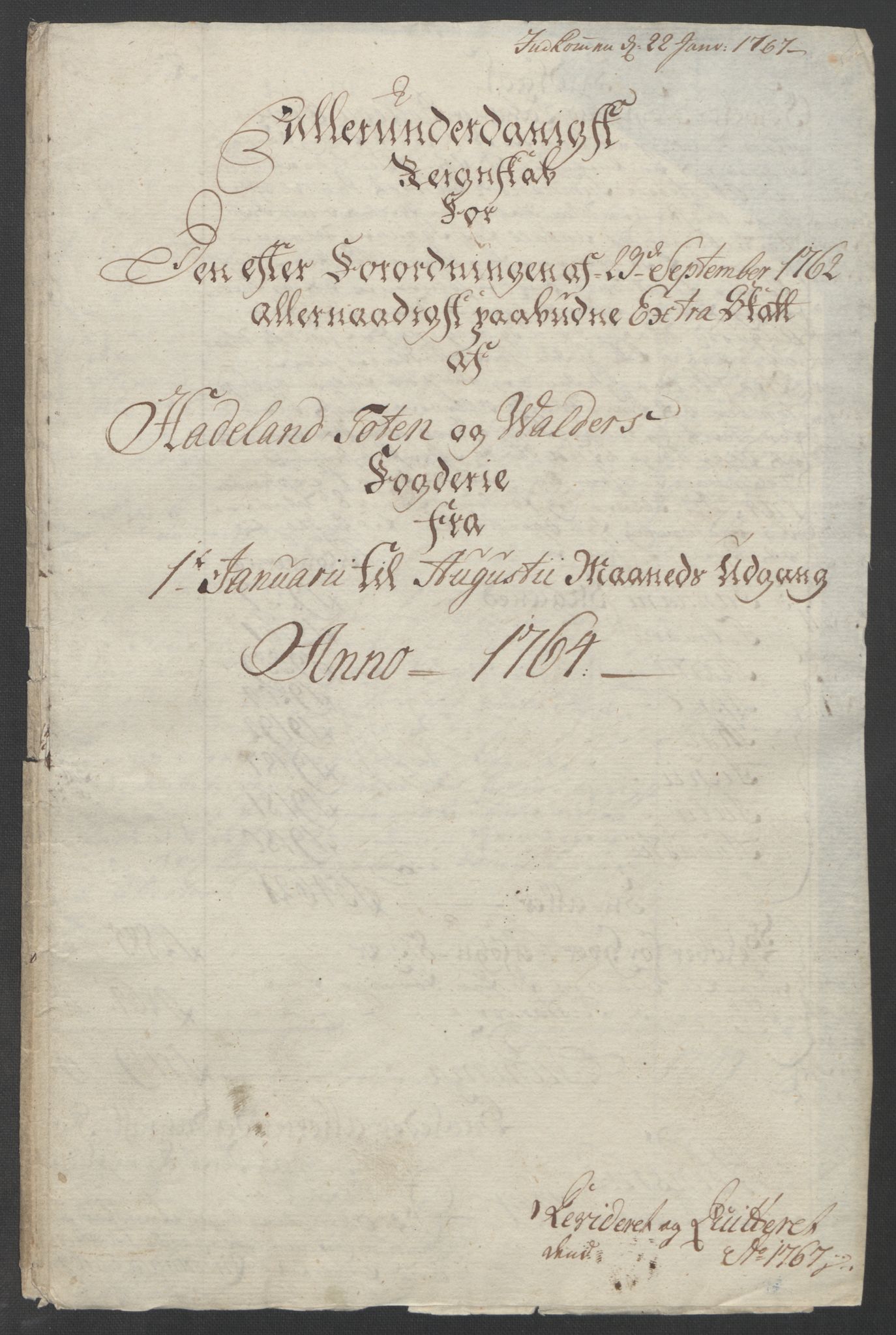 Rentekammeret inntil 1814, Reviderte regnskaper, Fogderegnskap, RA/EA-4092/R19/L1399: Fogderegnskap Toten, Hadeland og Vardal, 1762-1783, p. 45
