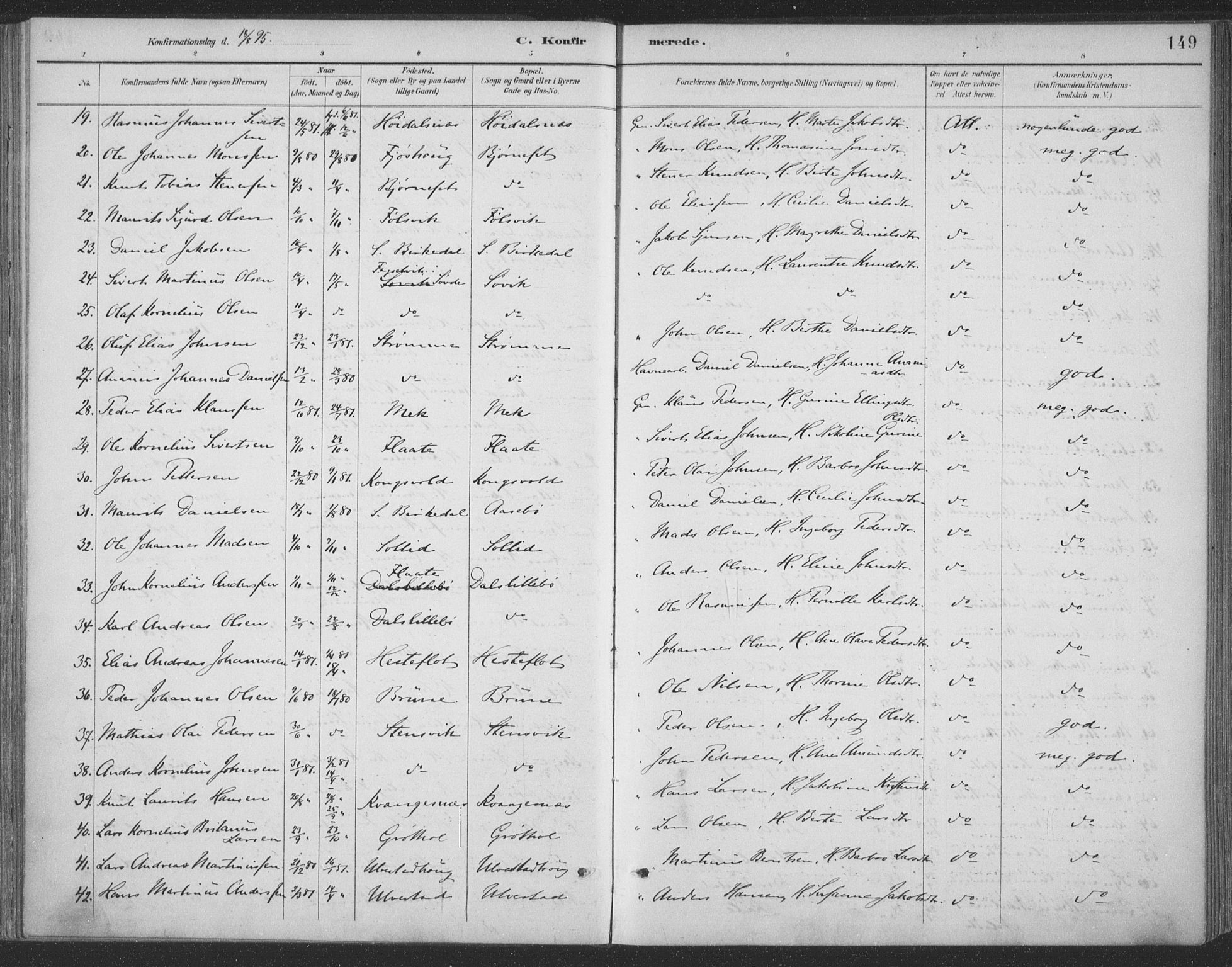 Ministerialprotokoller, klokkerbøker og fødselsregistre - Møre og Romsdal, AV/SAT-A-1454/511/L0142: Parish register (official) no. 511A09, 1891-1905, p. 149