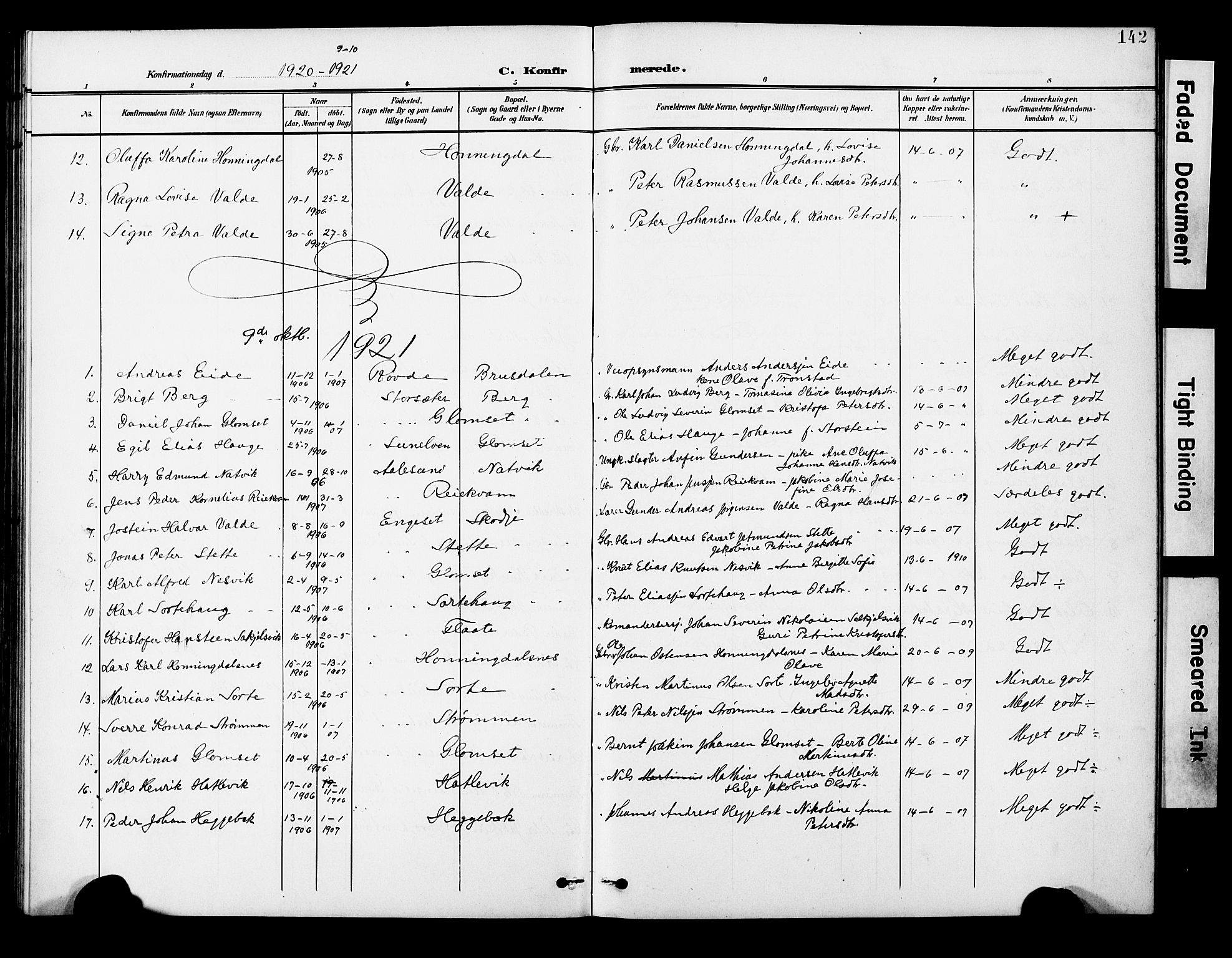 Ministerialprotokoller, klokkerbøker og fødselsregistre - Møre og Romsdal, AV/SAT-A-1454/524/L0366: Parish register (copy) no. 524C07, 1900-1931, p. 142