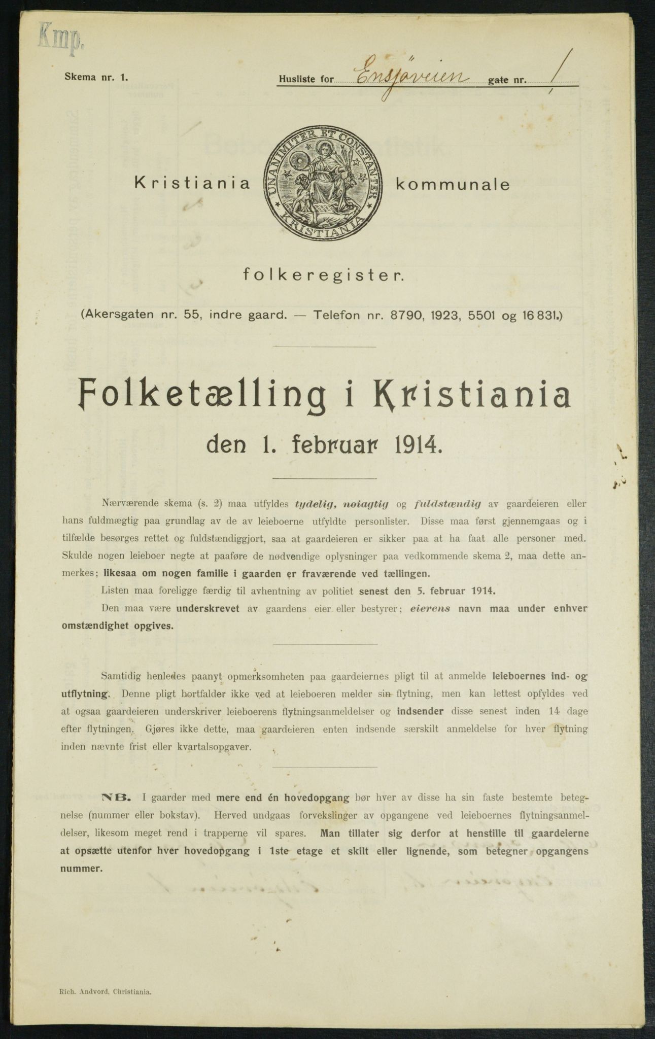 OBA, Municipal Census 1914 for Kristiania, 1914, p. 22092