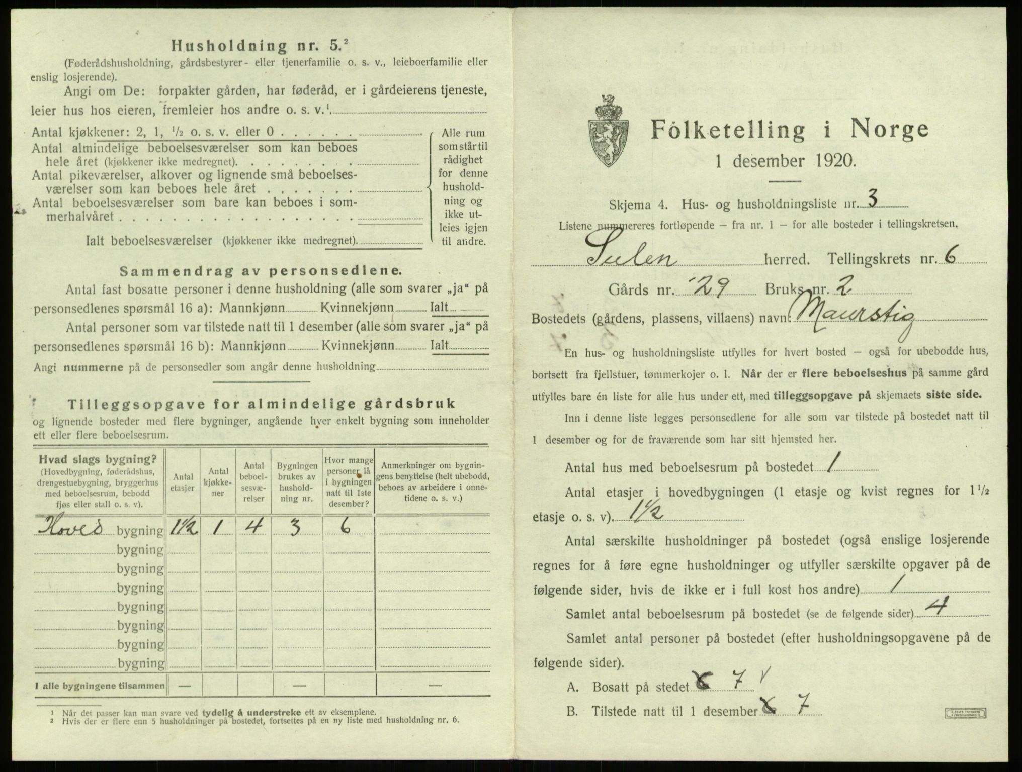 SAB, 1920 census for Solund, 1920, p. 348