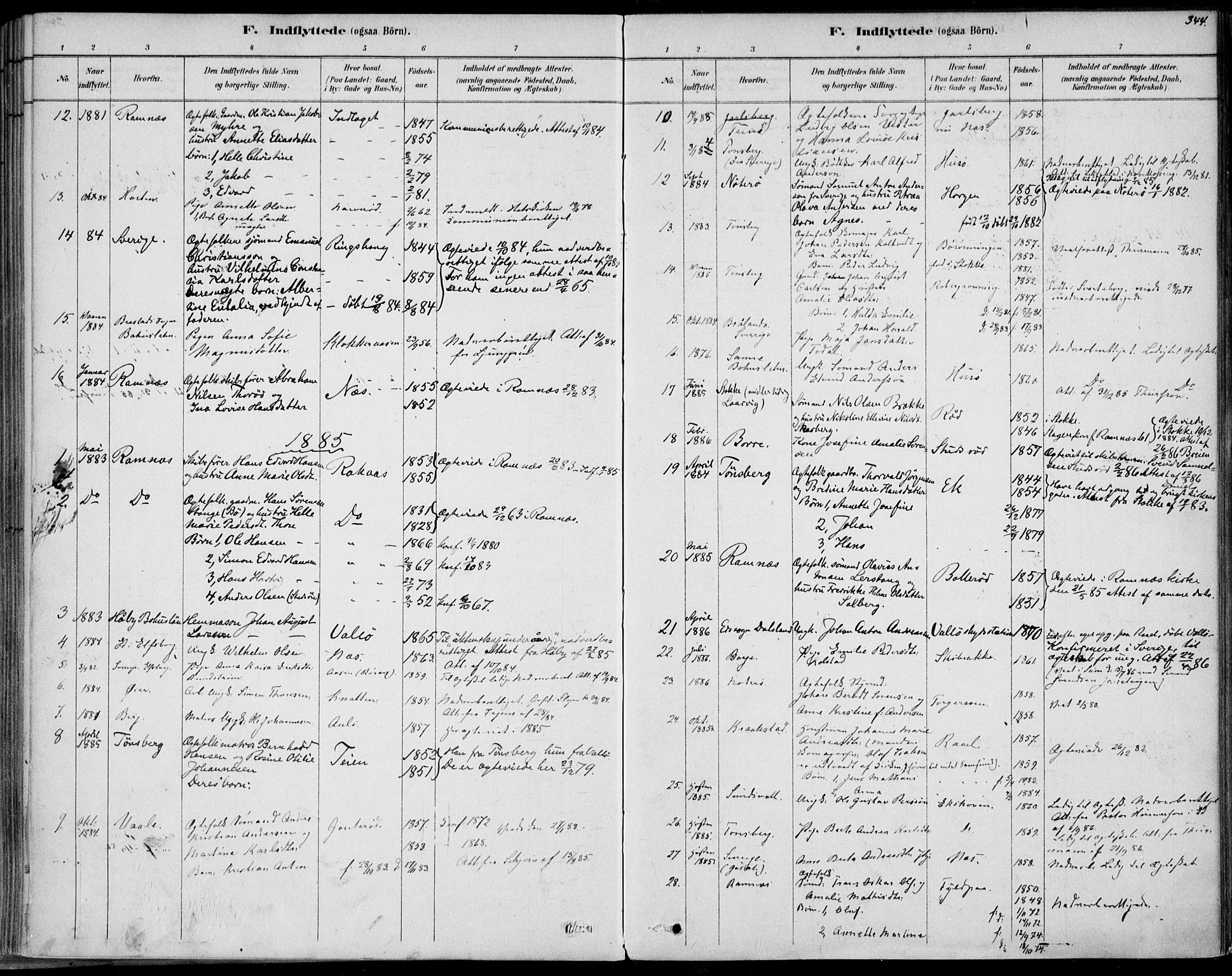 Sem kirkebøker, SAKO/A-5/F/Fb/L0004: Parish register (official) no. II 4, 1878-1891, p. 344