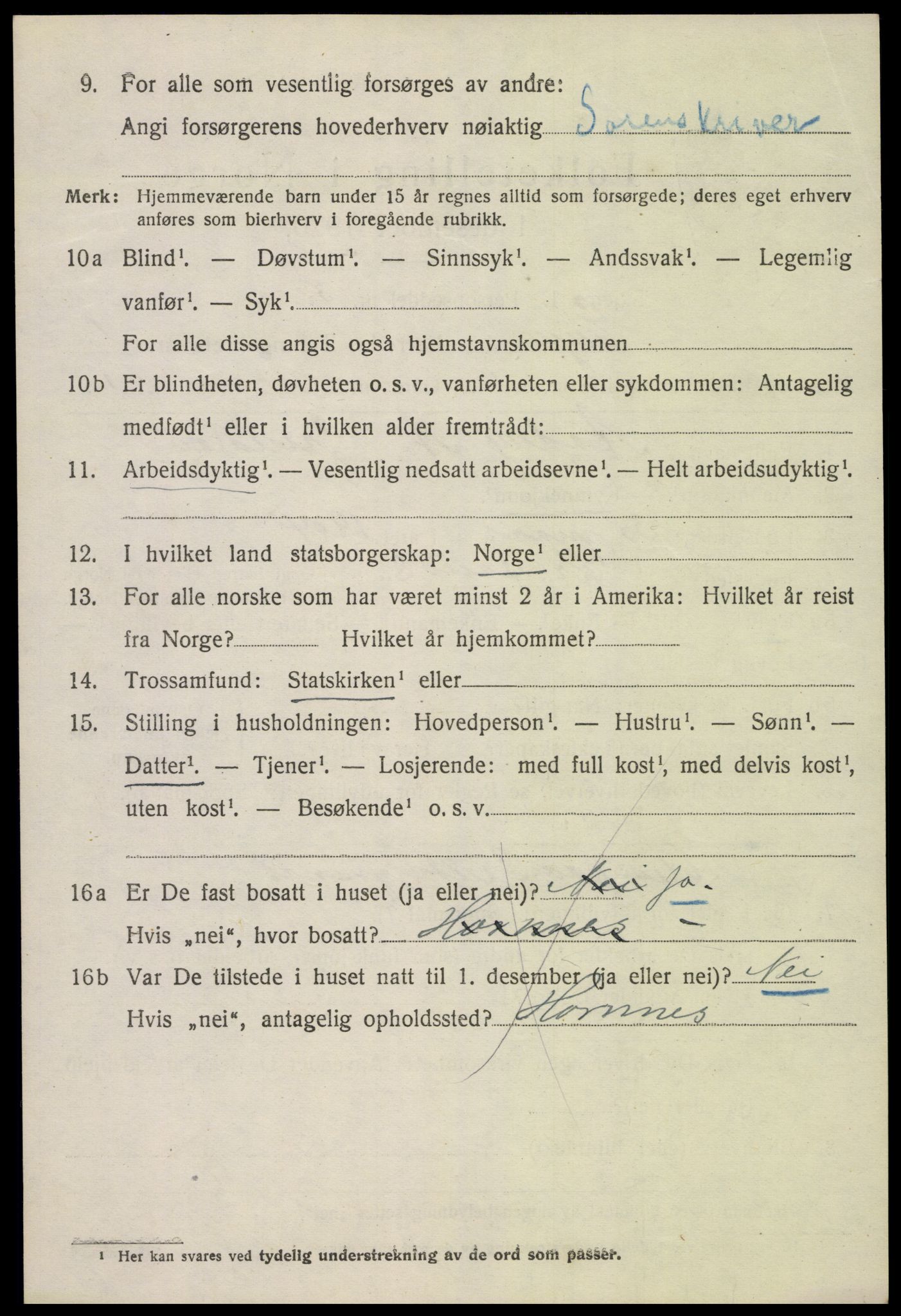 SAK, 1920 census for Evje, 1920, p. 539