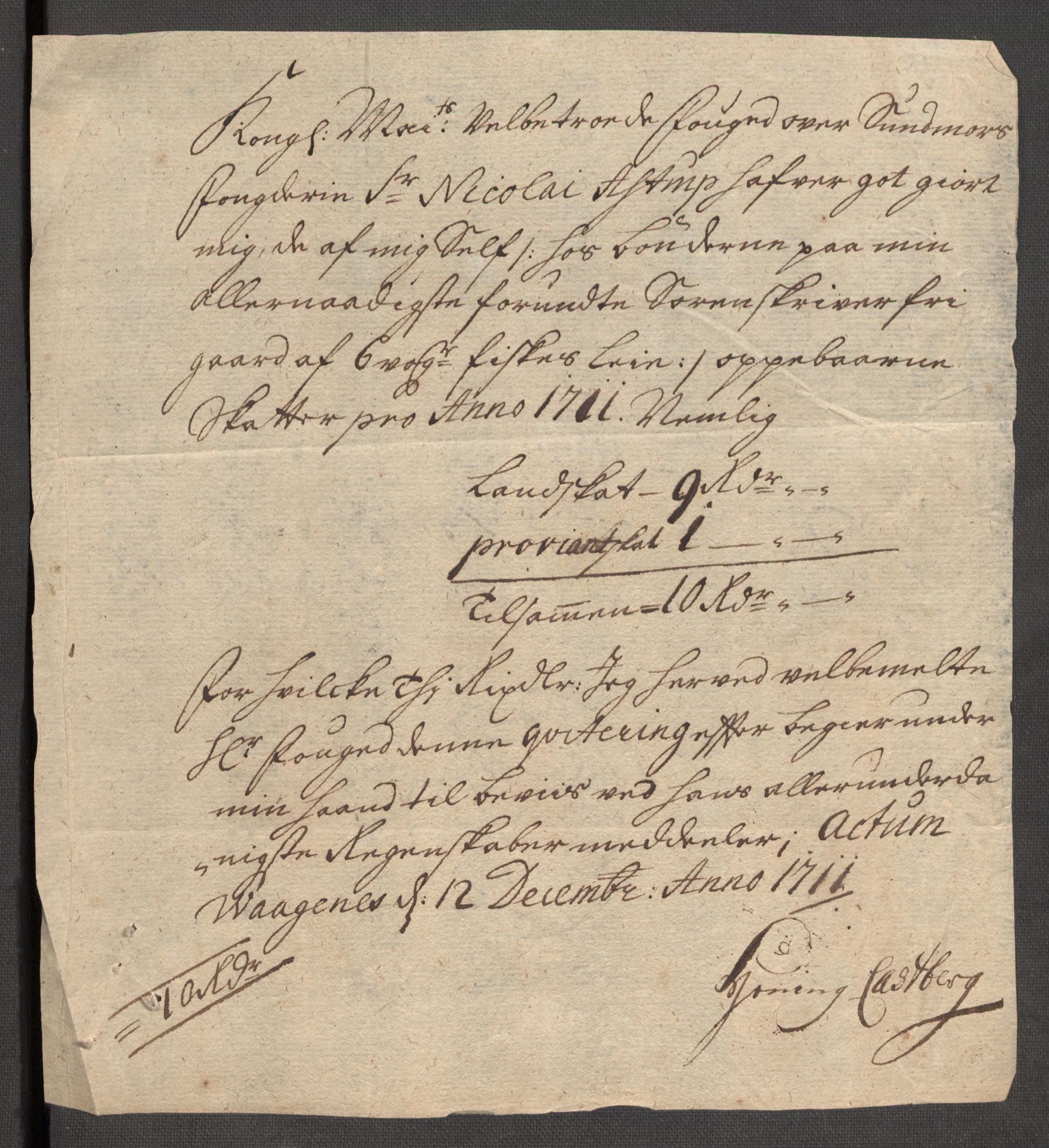 Rentekammeret inntil 1814, Reviderte regnskaper, Fogderegnskap, AV/RA-EA-4092/R54/L3564: Fogderegnskap Sunnmøre, 1711, p. 490