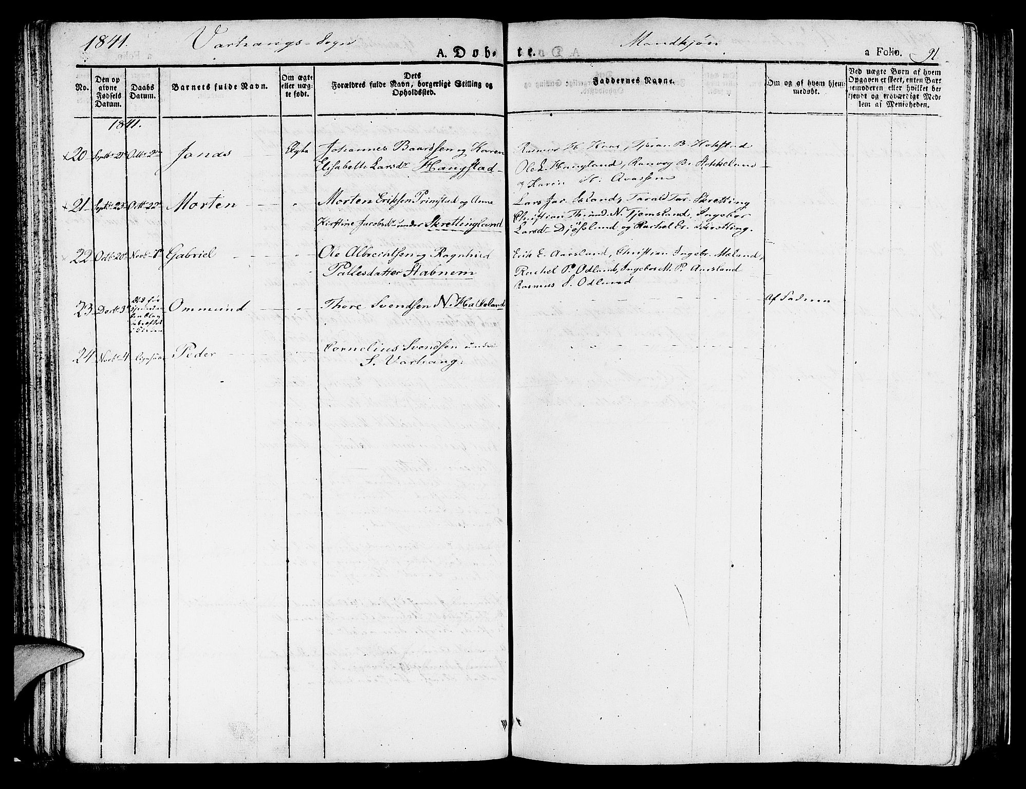 Hå sokneprestkontor, AV/SAST-A-101801/001/30BA/L0004: Parish register (official) no. A 4.1 /2, 1826-1841, p. 91