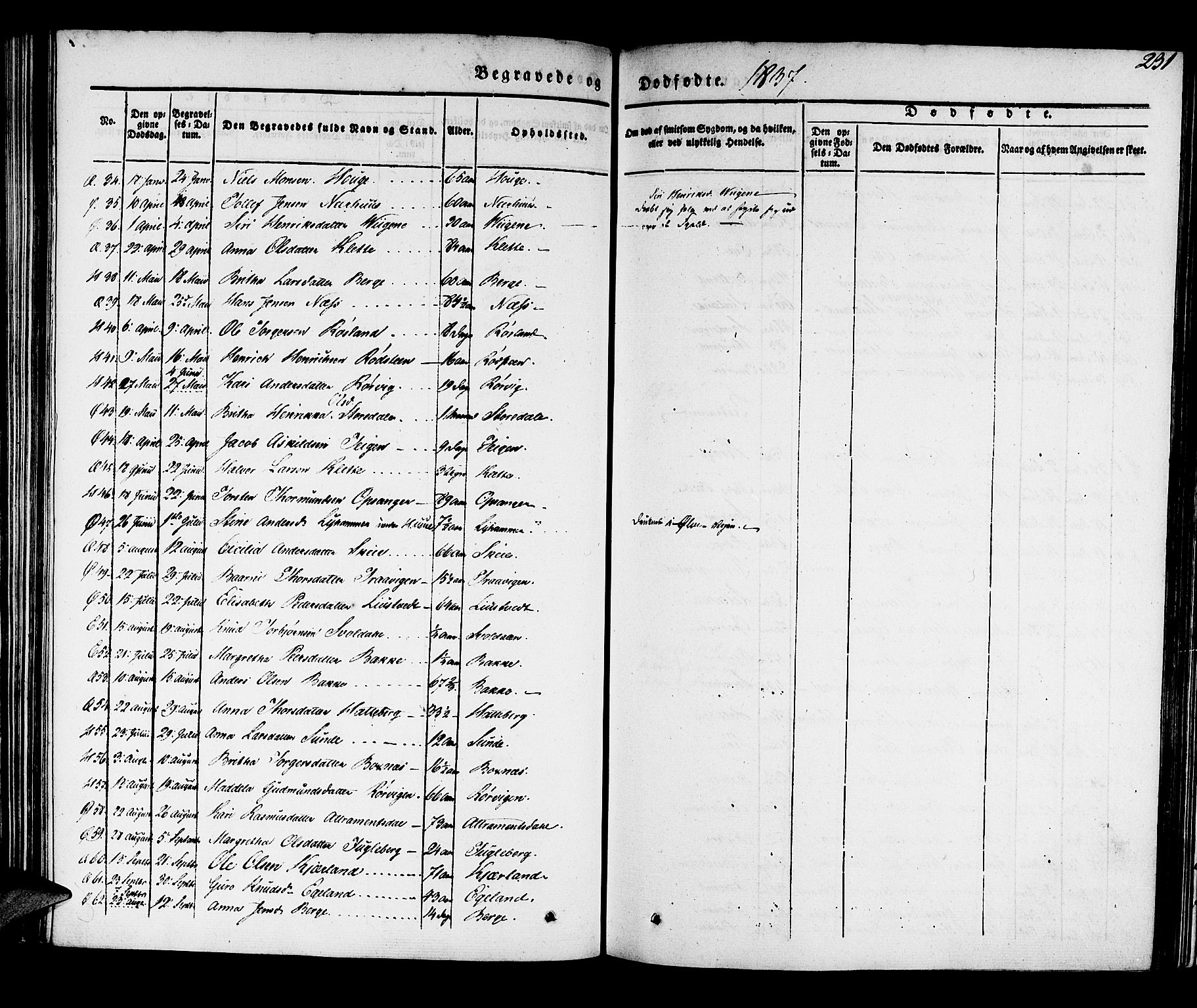 Kvinnherad sokneprestembete, SAB/A-76401/H/Haa: Parish register (official) no. A 6, 1835-1843, p. 231