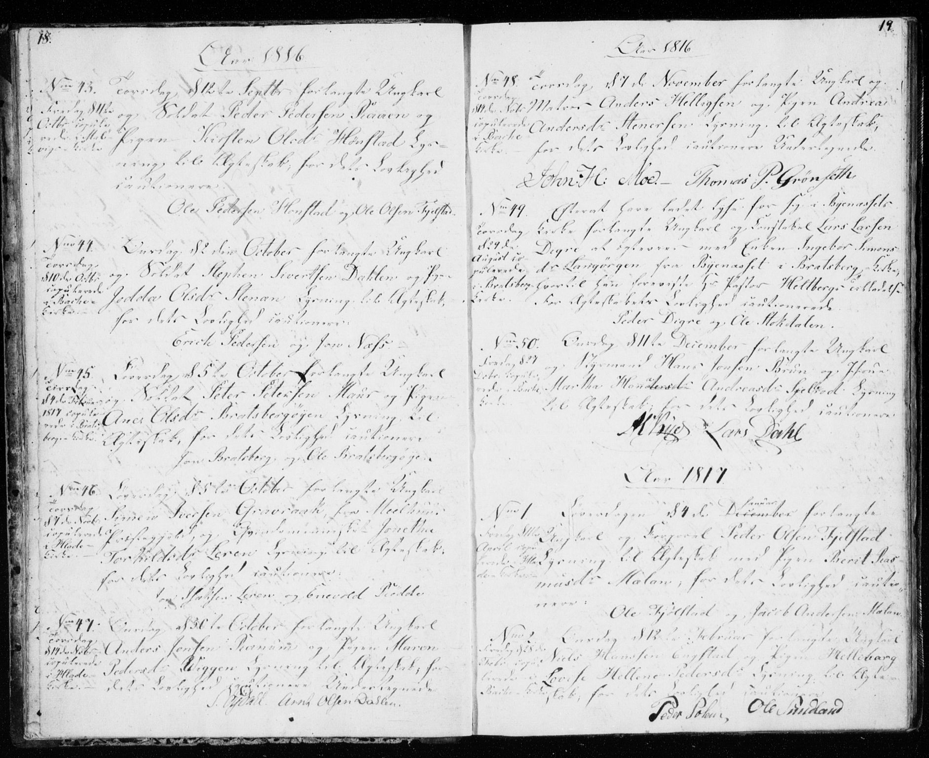 Ministerialprotokoller, klokkerbøker og fødselsregistre - Sør-Trøndelag, SAT/A-1456/606/L0295: Banns register no. 606A10, 1815-1833, p. 18-19