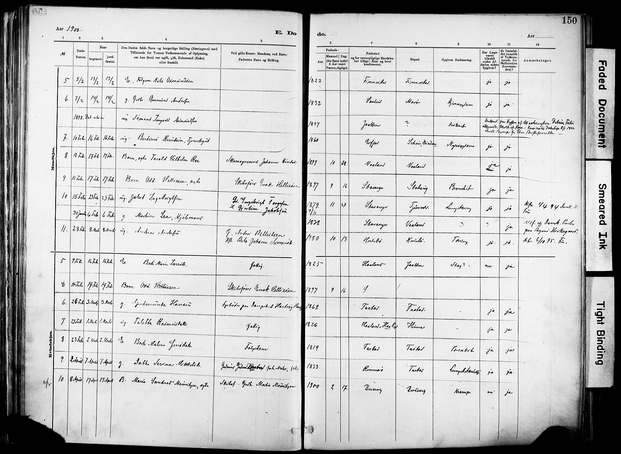 Hetland sokneprestkontor, SAST/A-101826/30/30BA/L0012: Parish register (official) no. A 12, 1882-1912, p. 150