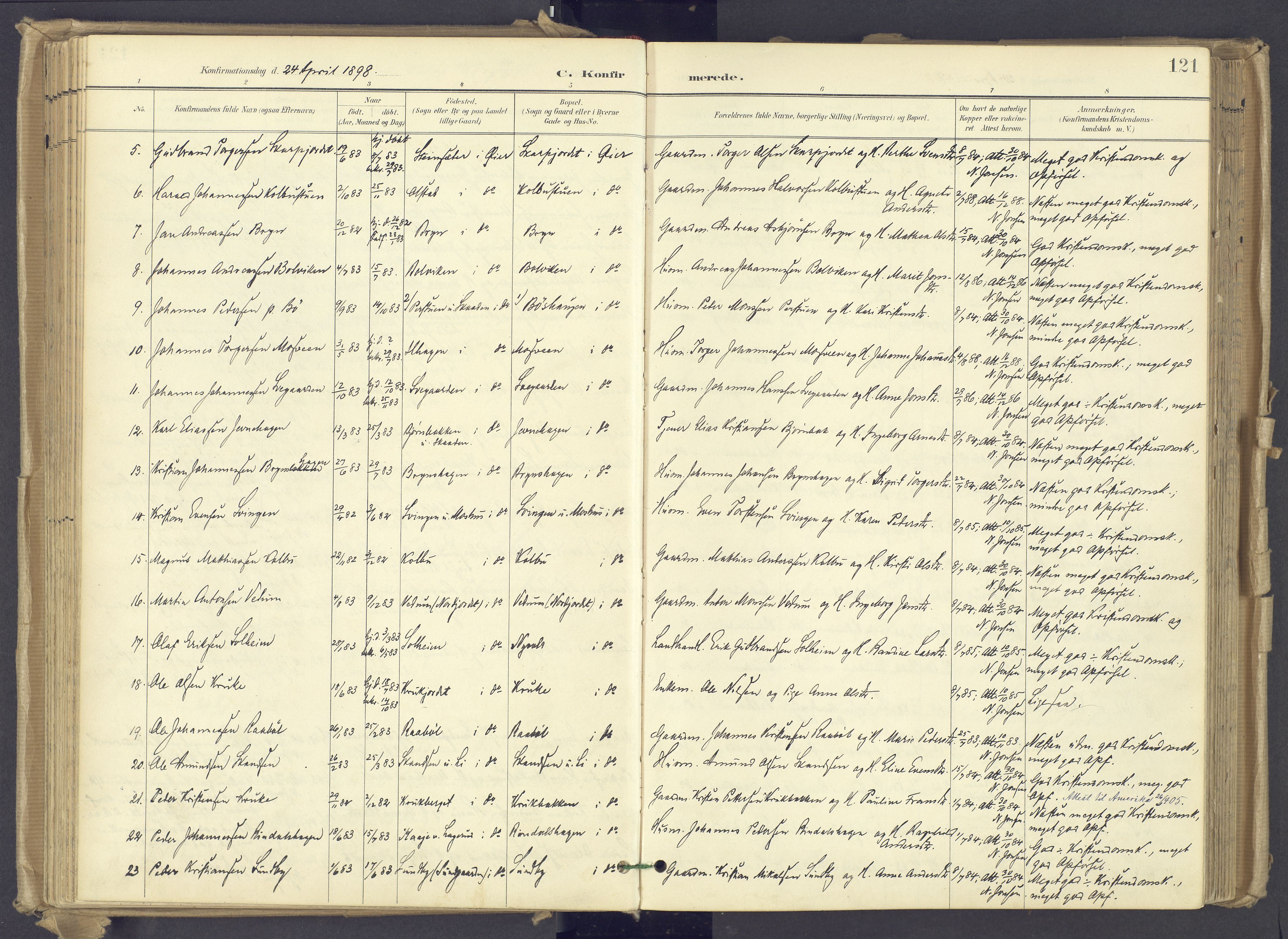 Øyer prestekontor, AV/SAH-PREST-084/H/Ha/Haa/L0012: Parish register (official) no. 12, 1897-1920, p. 121