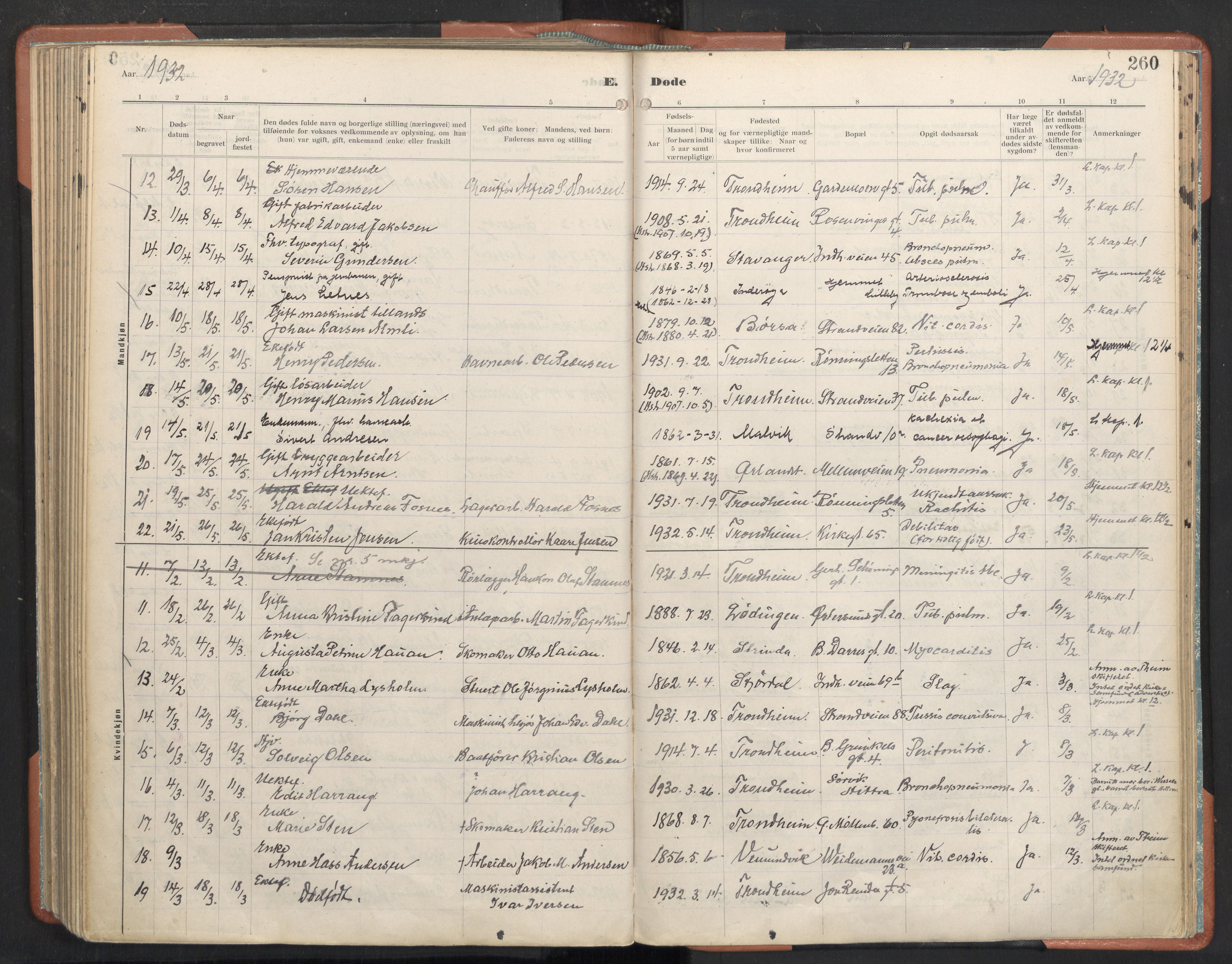 Ministerialprotokoller, klokkerbøker og fødselsregistre - Sør-Trøndelag, SAT/A-1456/605/L0245: Parish register (official) no. 605A07, 1916-1938, p. 260