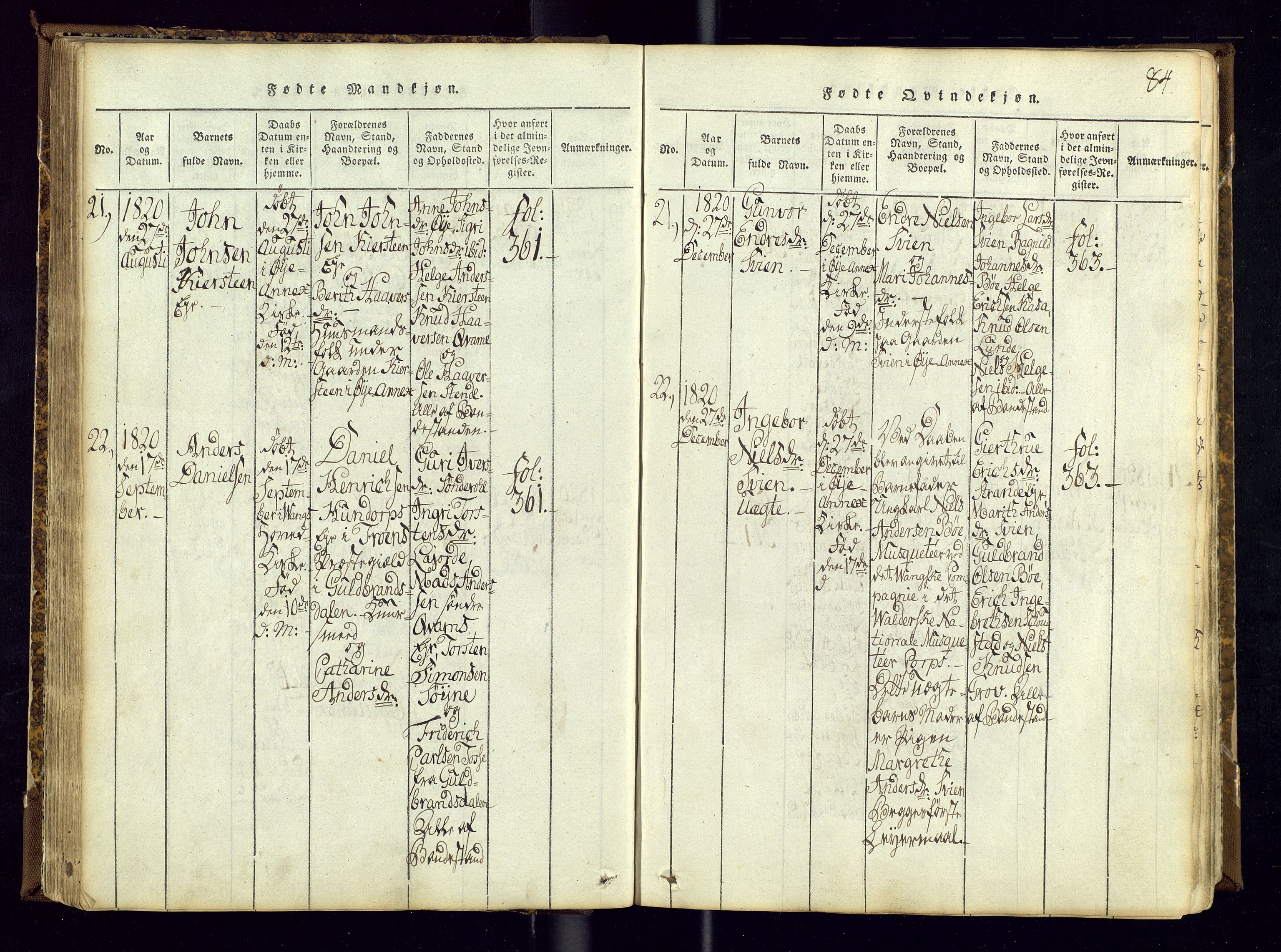 Vang prestekontor, Valdres, SAH/PREST-140/H/Ha/L0004: Parish register (official) no. 4, 1814-1831, p. 84