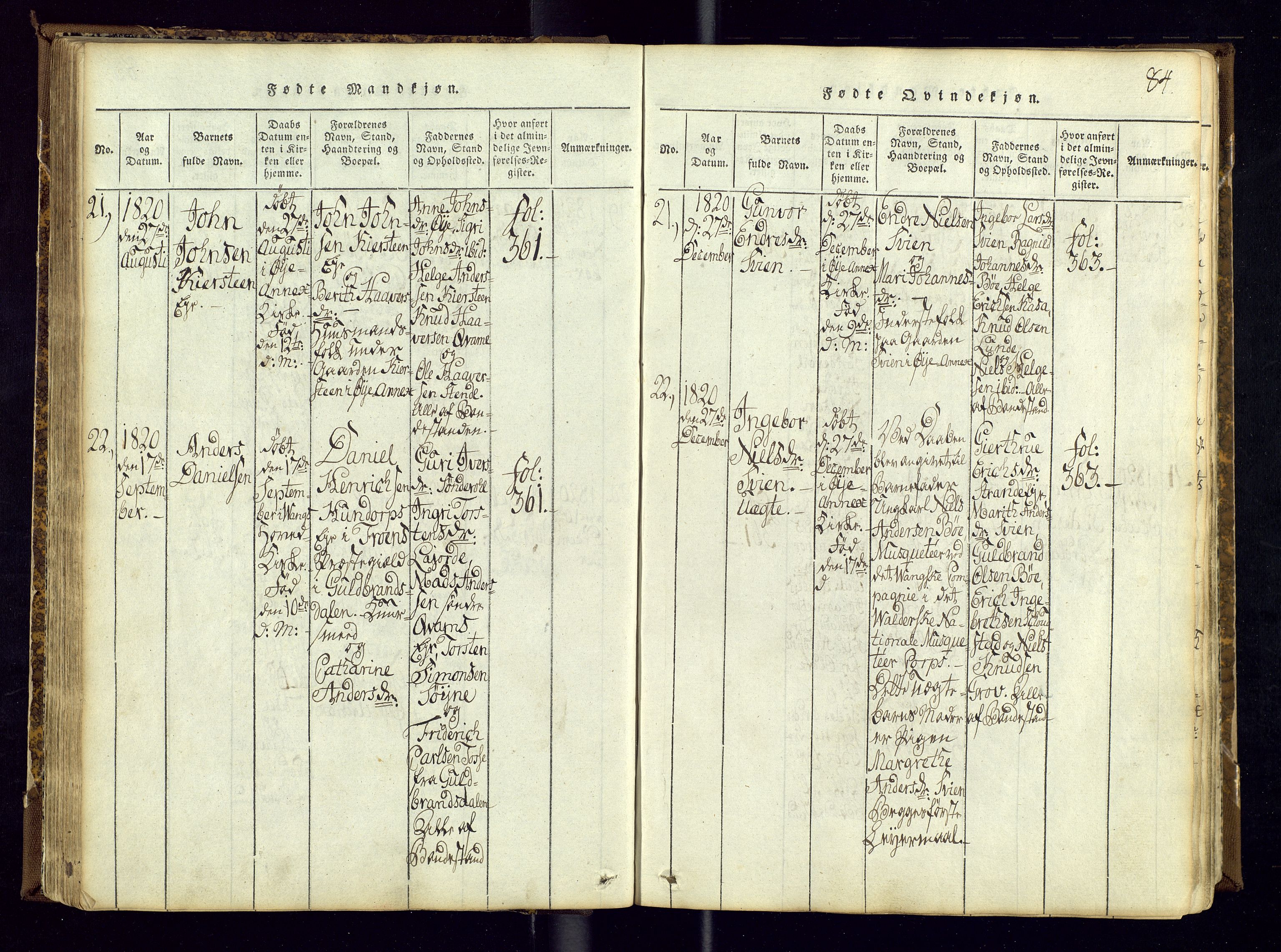 Vang prestekontor, Valdres, AV/SAH-PREST-140/H/Ha/L0004: Parish register (official) no. 4, 1814-1831, p. 84