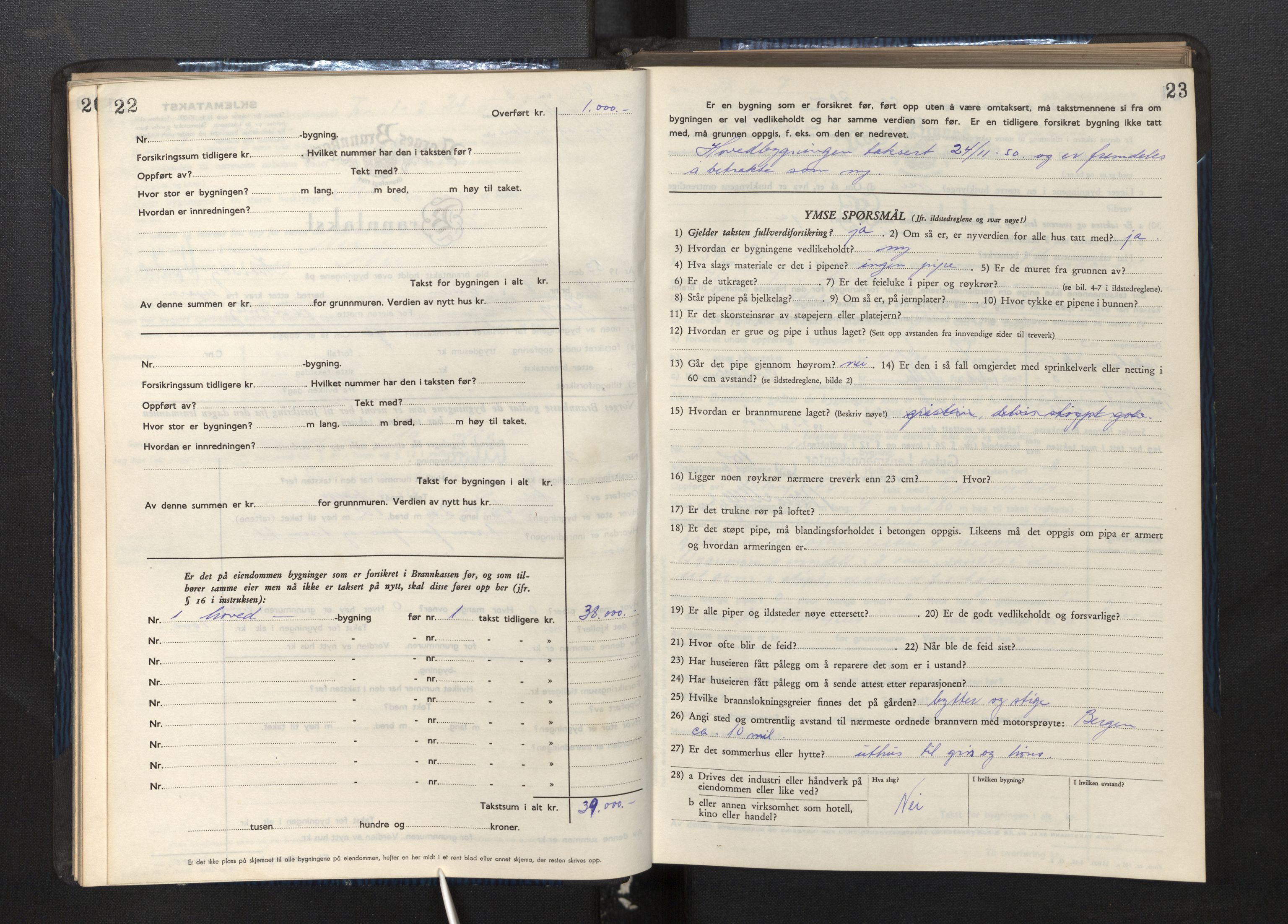 Lensmannen i Gulen, SAB/A-27901/0012/L0004: Branntakstprotokoll skjematakst, 1948-1954, p. 22-23