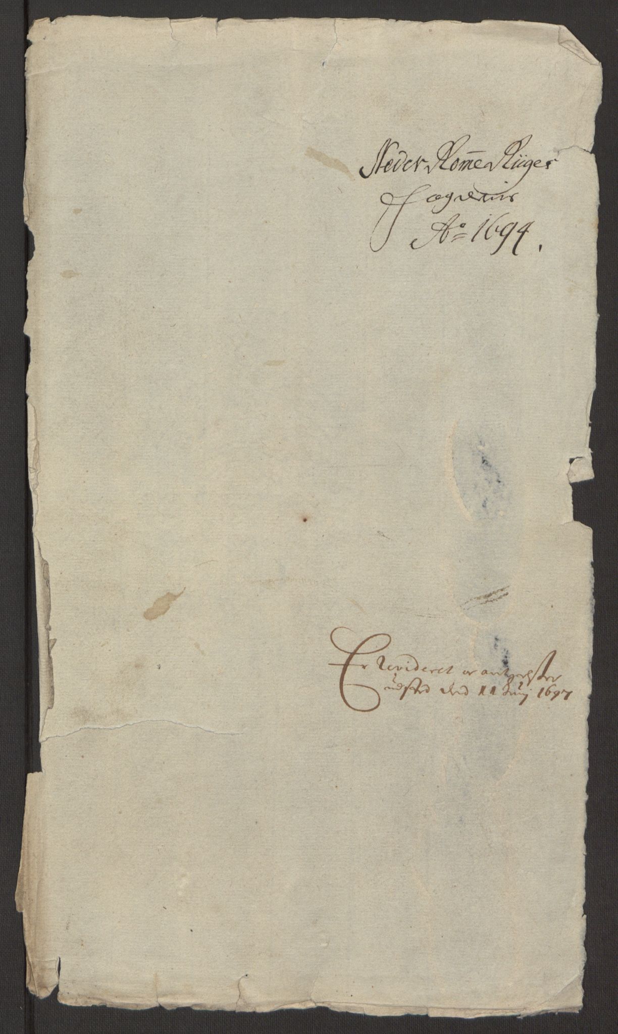 Rentekammeret inntil 1814, Reviderte regnskaper, Fogderegnskap, RA/EA-4092/R11/L0579: Fogderegnskap Nedre Romerike, 1694-1695, p. 3