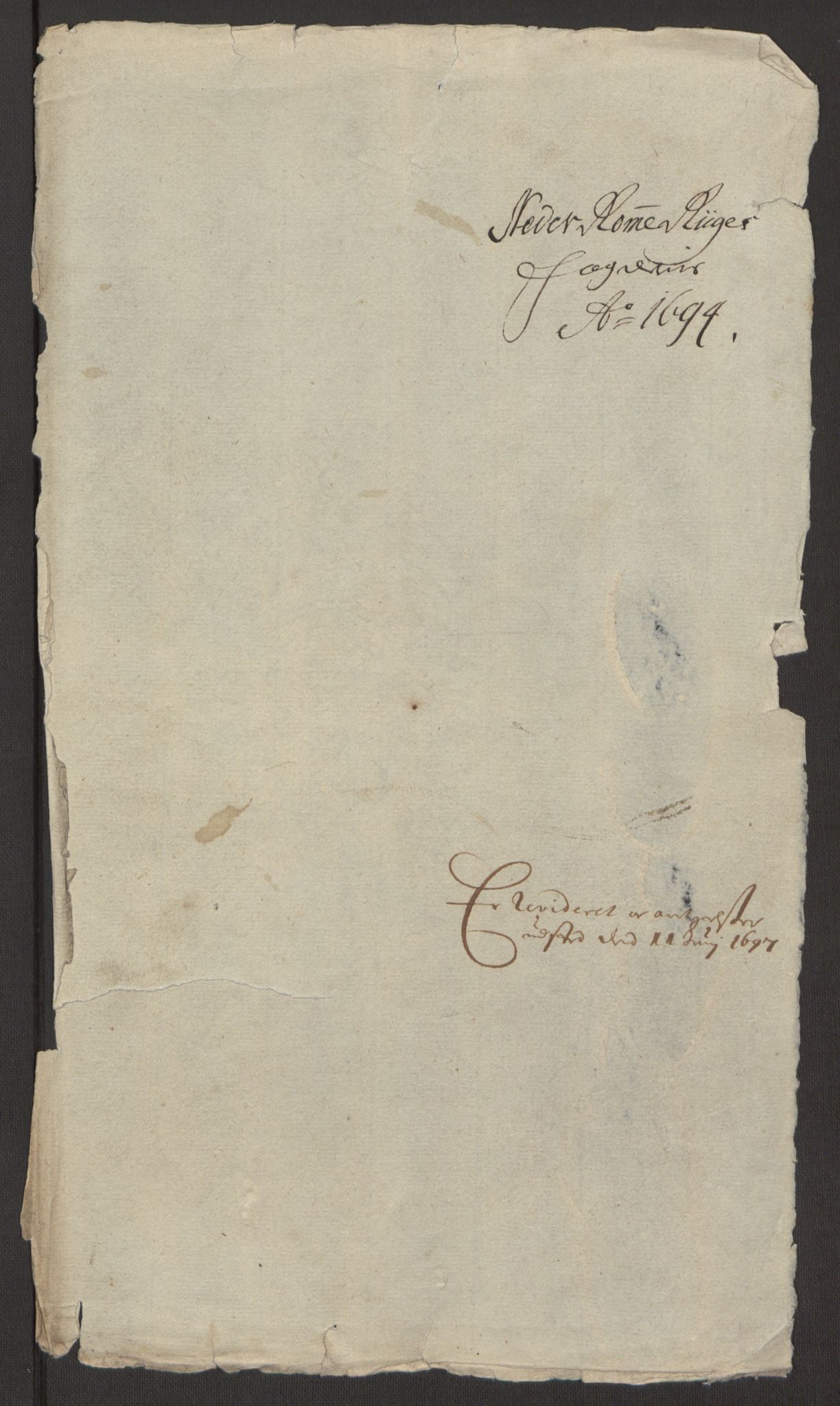 Rentekammeret inntil 1814, Reviderte regnskaper, Fogderegnskap, AV/RA-EA-4092/R11/L0579: Fogderegnskap Nedre Romerike, 1694-1695, p. 3