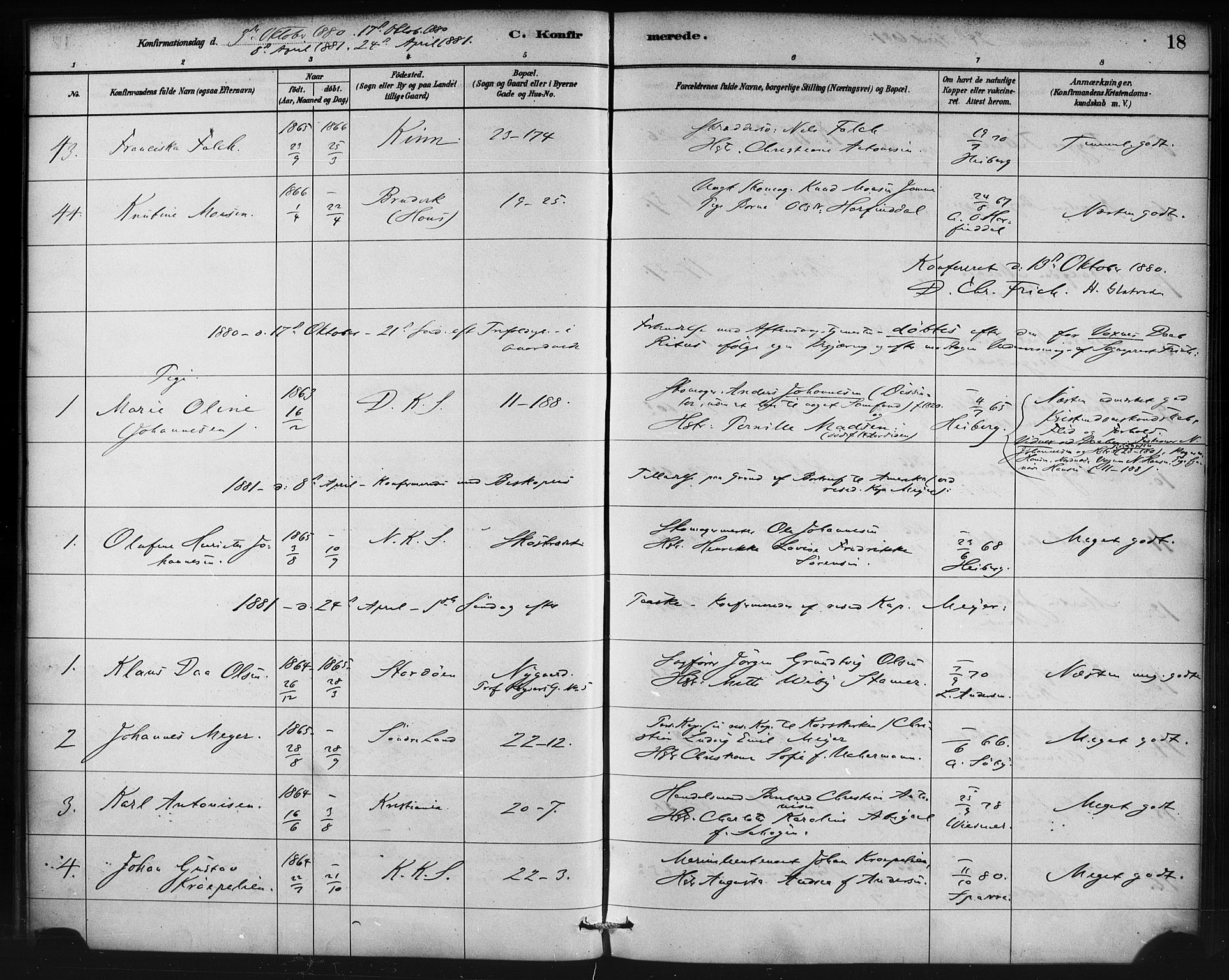 Korskirken sokneprestembete, SAB/A-76101/H/Haa/L0029: Parish register (official) no. C 5, 1880-1892, p. 18