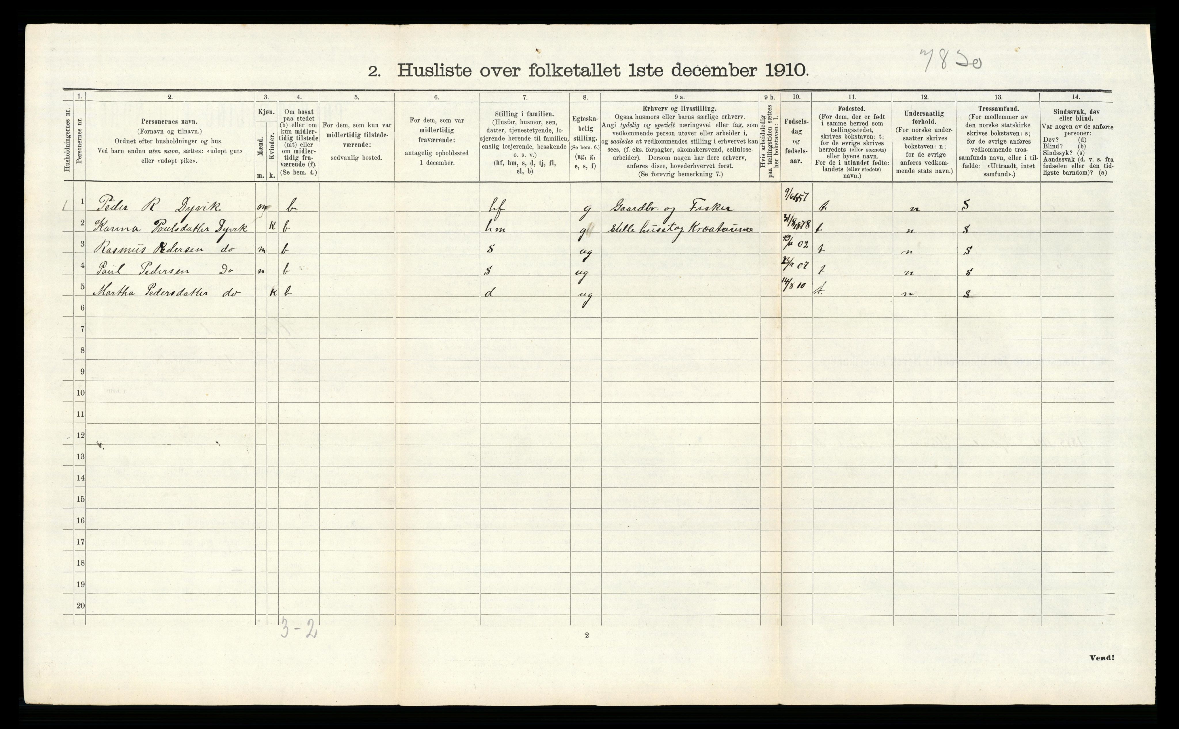 RA, 1910 census for Hjelmeland, 1910, p. 75