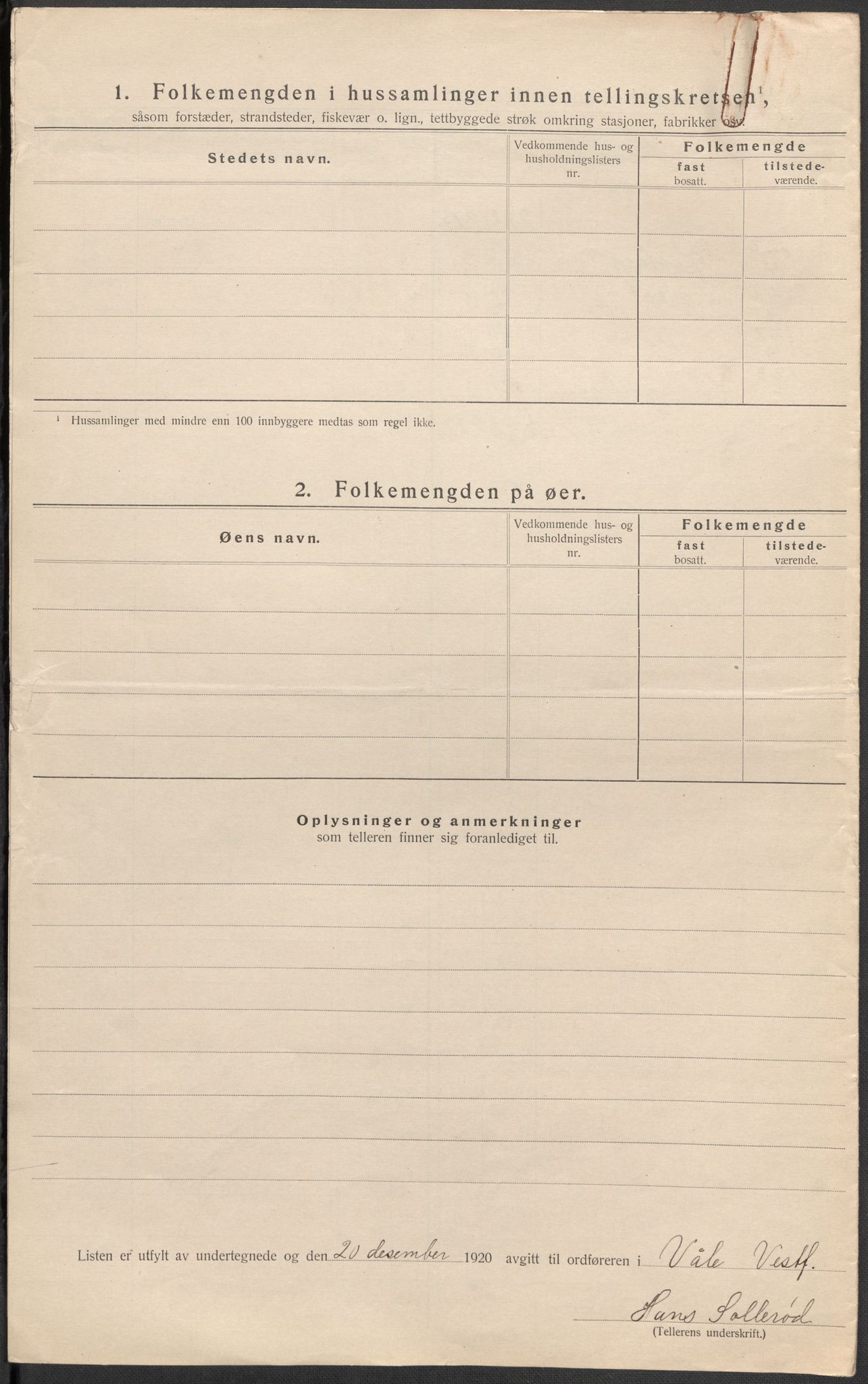 SAKO, 1920 census for Våle, 1920, p. 32