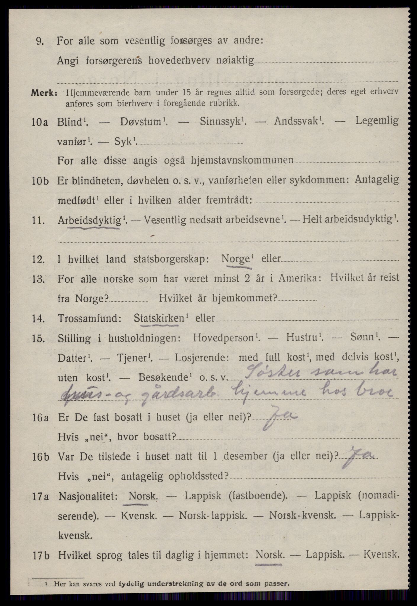 SAT, 1920 census for Ålen, 1920, p. 2073