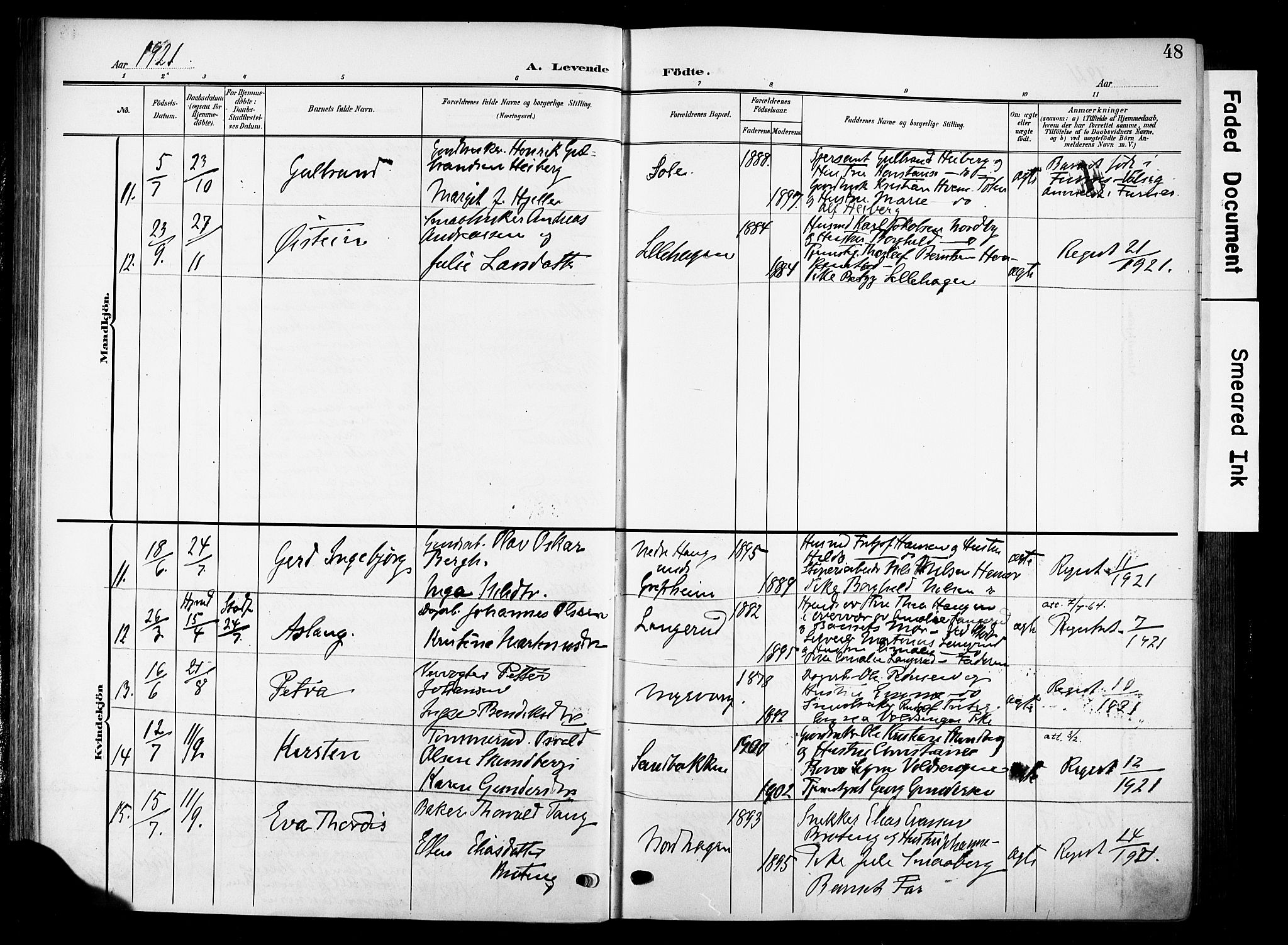 Nes prestekontor, Hedmark, AV/SAH-PREST-020/K/Ka/L0014: Parish register (official) no. 14, 1906-1929, p. 48