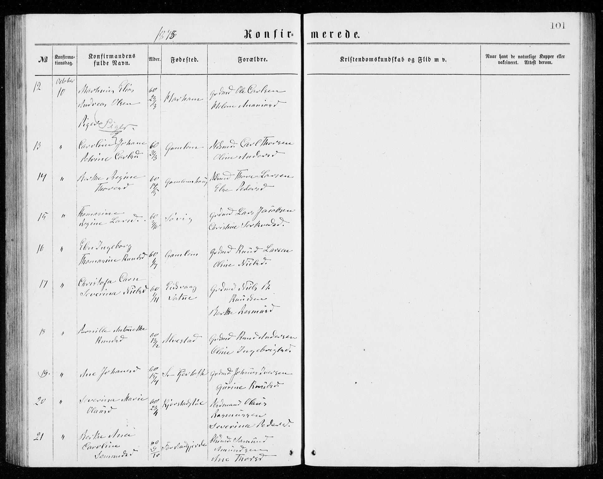 Ministerialprotokoller, klokkerbøker og fødselsregistre - Møre og Romsdal, AV/SAT-A-1454/536/L0509: Parish register (copy) no. 536C04, 1871-1881, p. 101