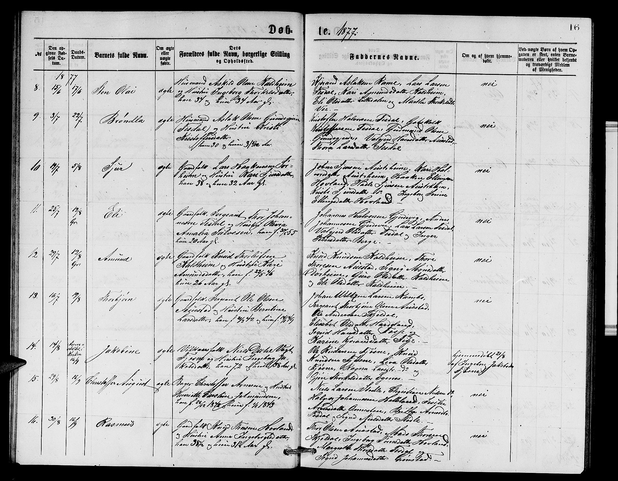 Etne sokneprestembete, SAB/A-75001/H/Hab: Parish register (copy) no. A 4, 1874-1878, p. 16