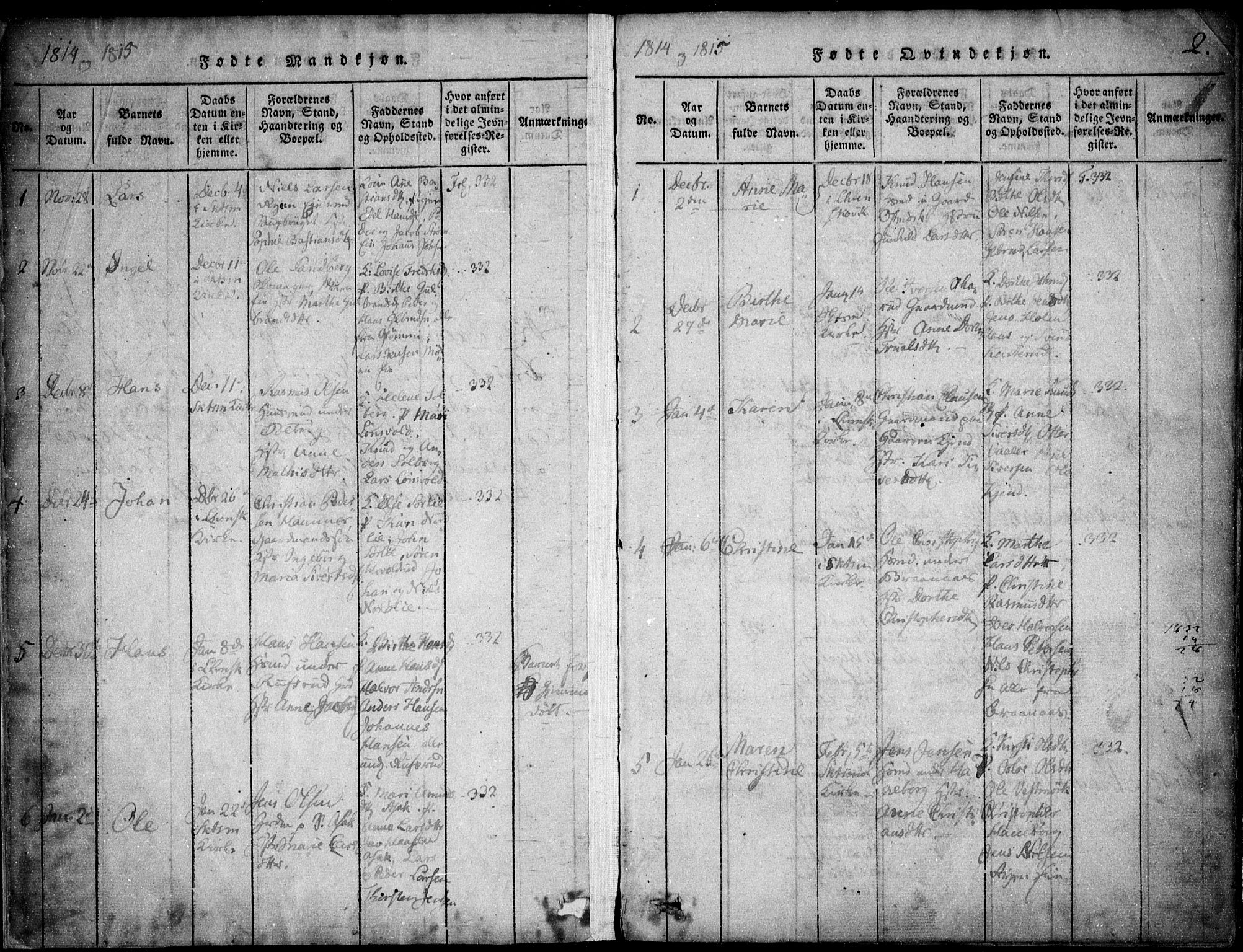 Skedsmo prestekontor Kirkebøker, SAO/A-10033a/F/Fa/L0008: Parish register (official) no. I 8, 1815-1829, p. 2