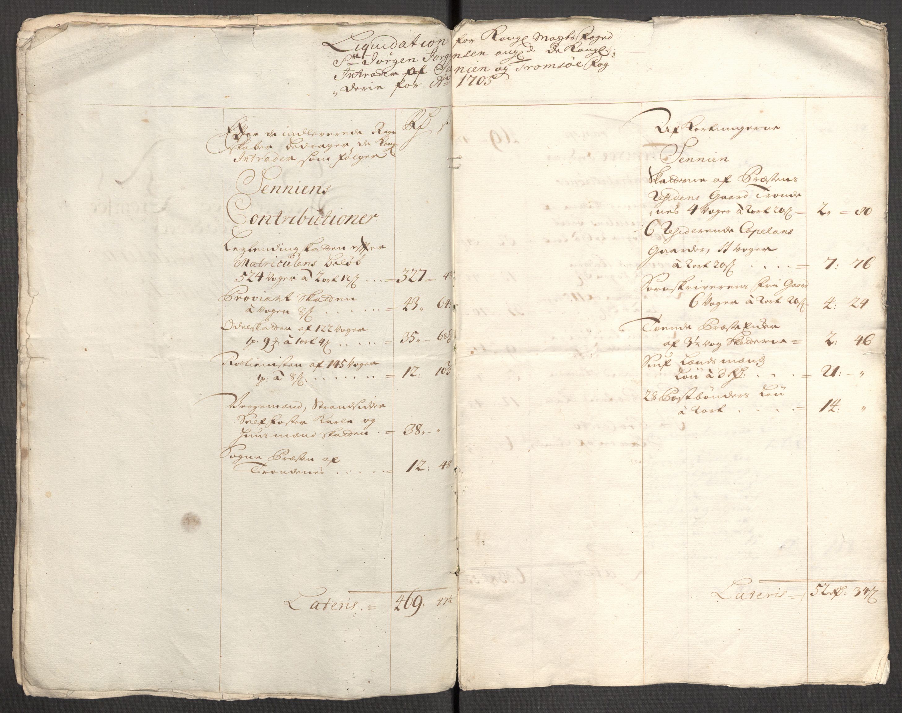 Rentekammeret inntil 1814, Reviderte regnskaper, Fogderegnskap, AV/RA-EA-4092/R68/L4756: Fogderegnskap Senja og Troms, 1705-1707, p. 13