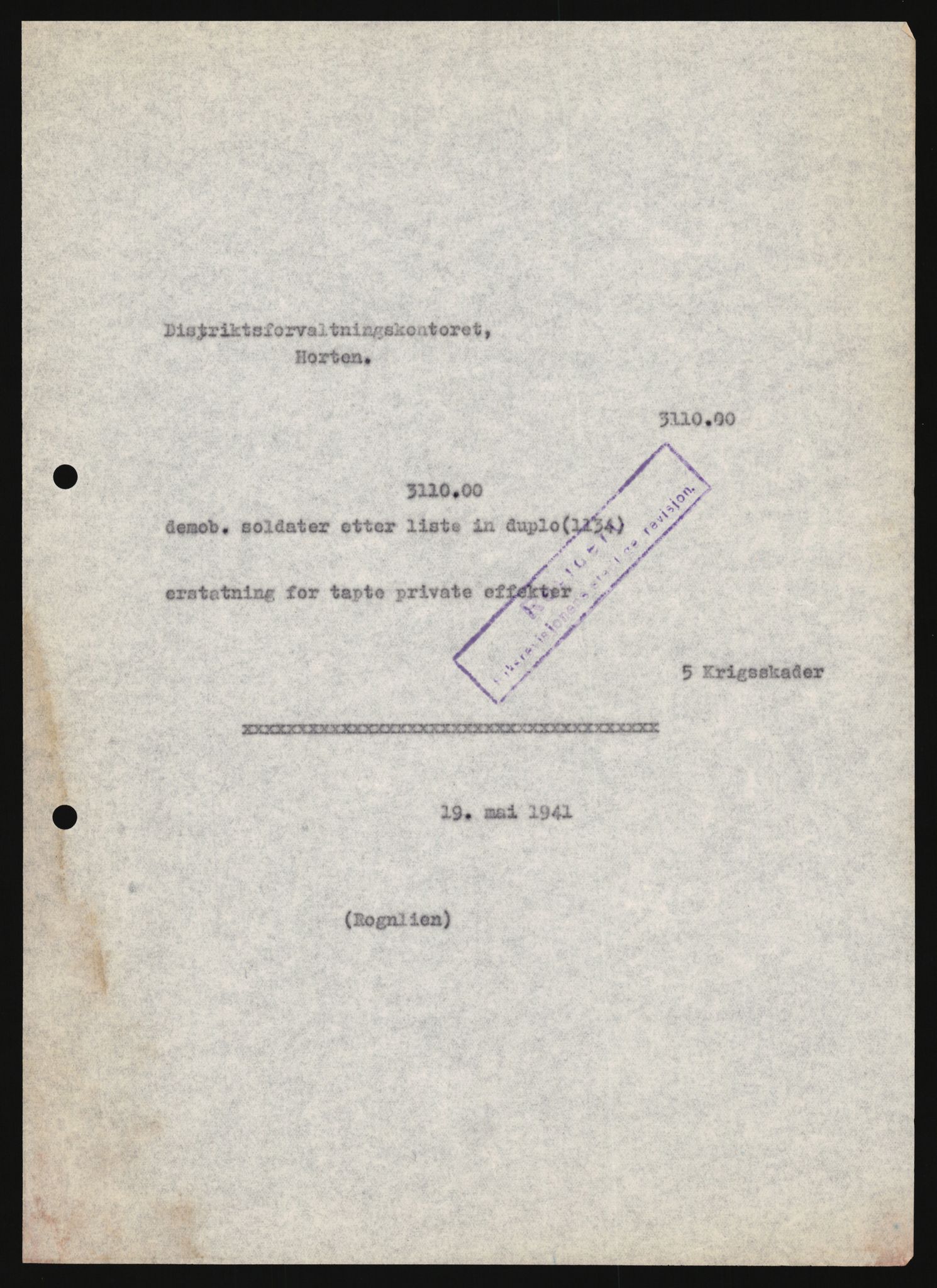 Justisdepartementet, Oppgjørsavdelingen, AV/RA-S-1056/G/Ga/L0005: Anvisningsliste nr. 385-388, 390-410, 662-725, 728-732, 736-740 og 1106-1140 over utbetalte effektsaker, 1940-1942, p. 277