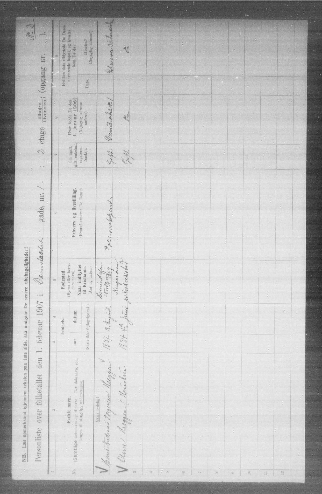 OBA, Municipal Census 1907 for Kristiania, 1907, p. 7312