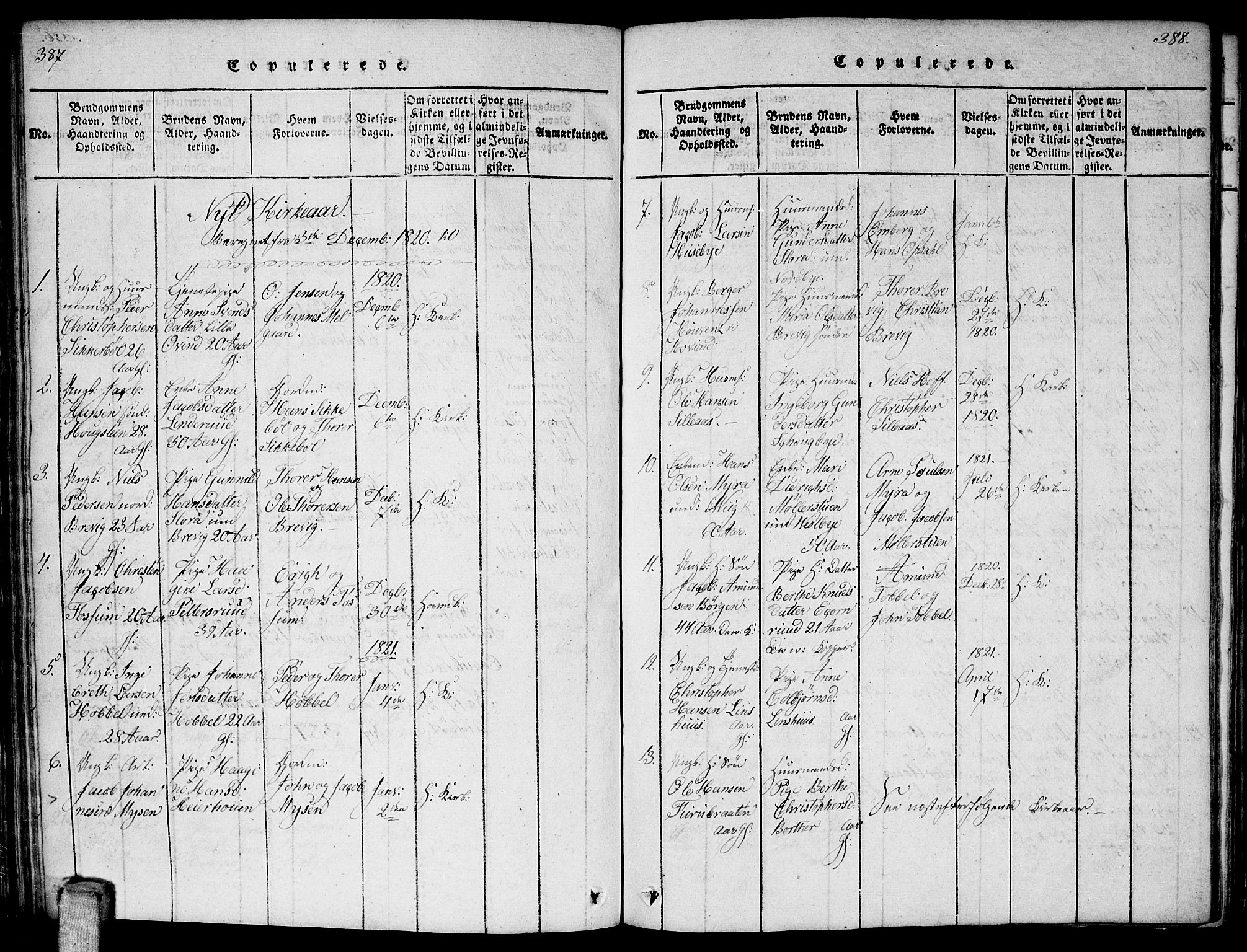 Enebakk prestekontor Kirkebøker, AV/SAO-A-10171c/F/Fa/L0006: Parish register (official) no. I 6, 1815-1832, p. 387-388