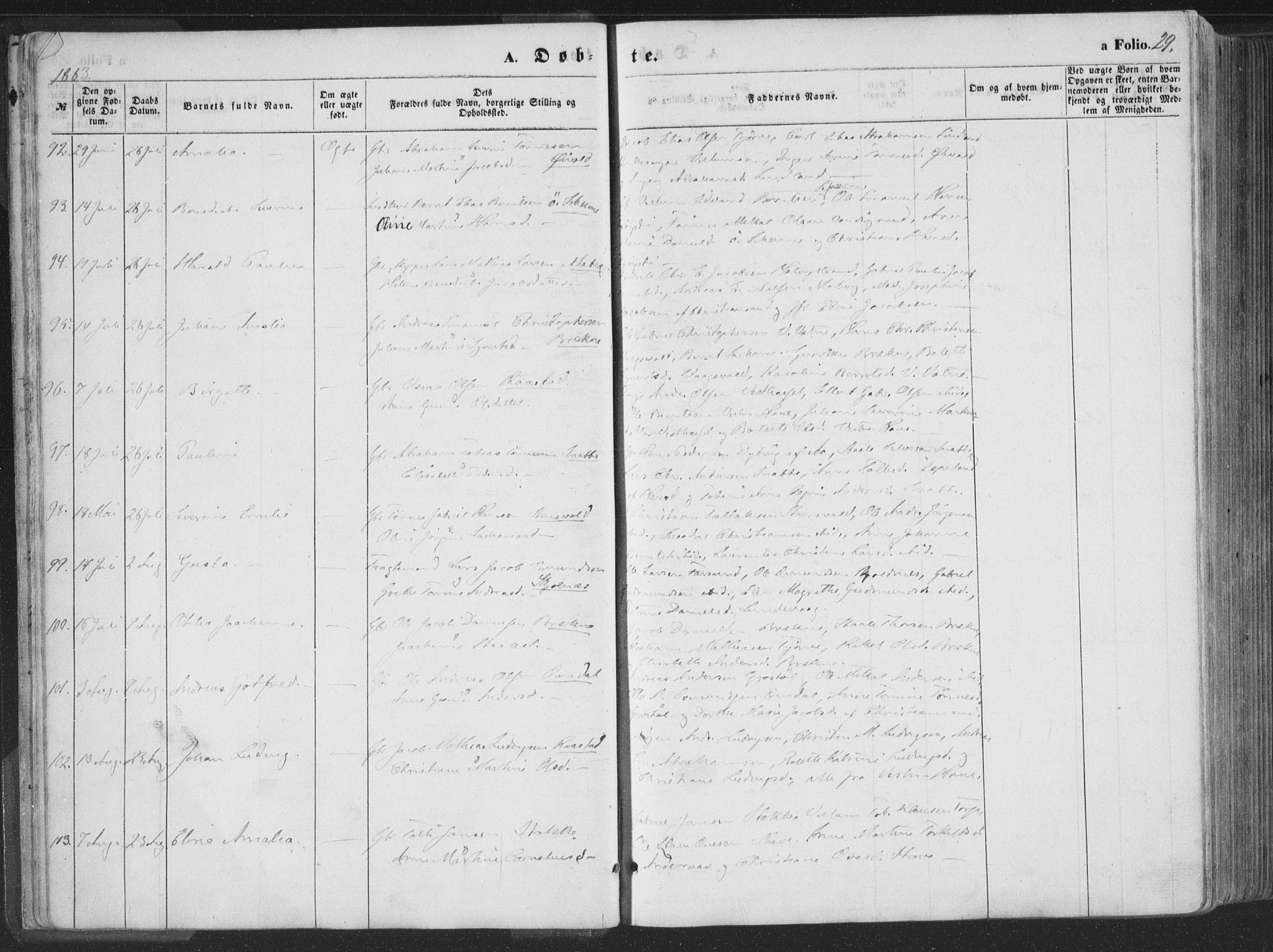 Lista sokneprestkontor, AV/SAK-1111-0027/F/Fa/L0011: Parish register (official) no. A 11, 1861-1878, p. 29