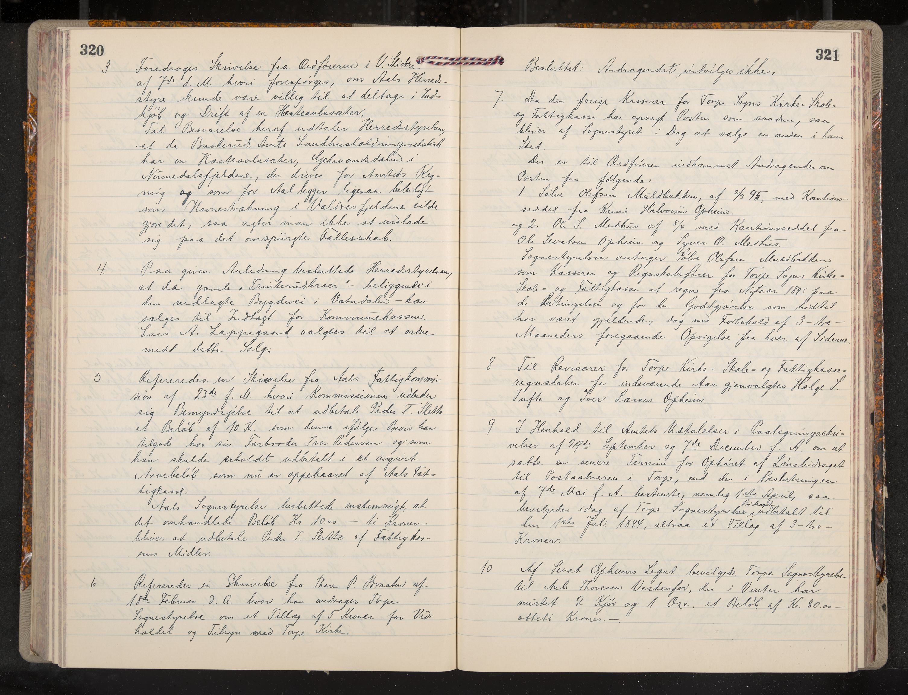 Ål formannskap og sentraladministrasjon, IKAK/0619021/A/Aa/L0004: Utskrift av møtebok, 1881-1901, p. 320-321