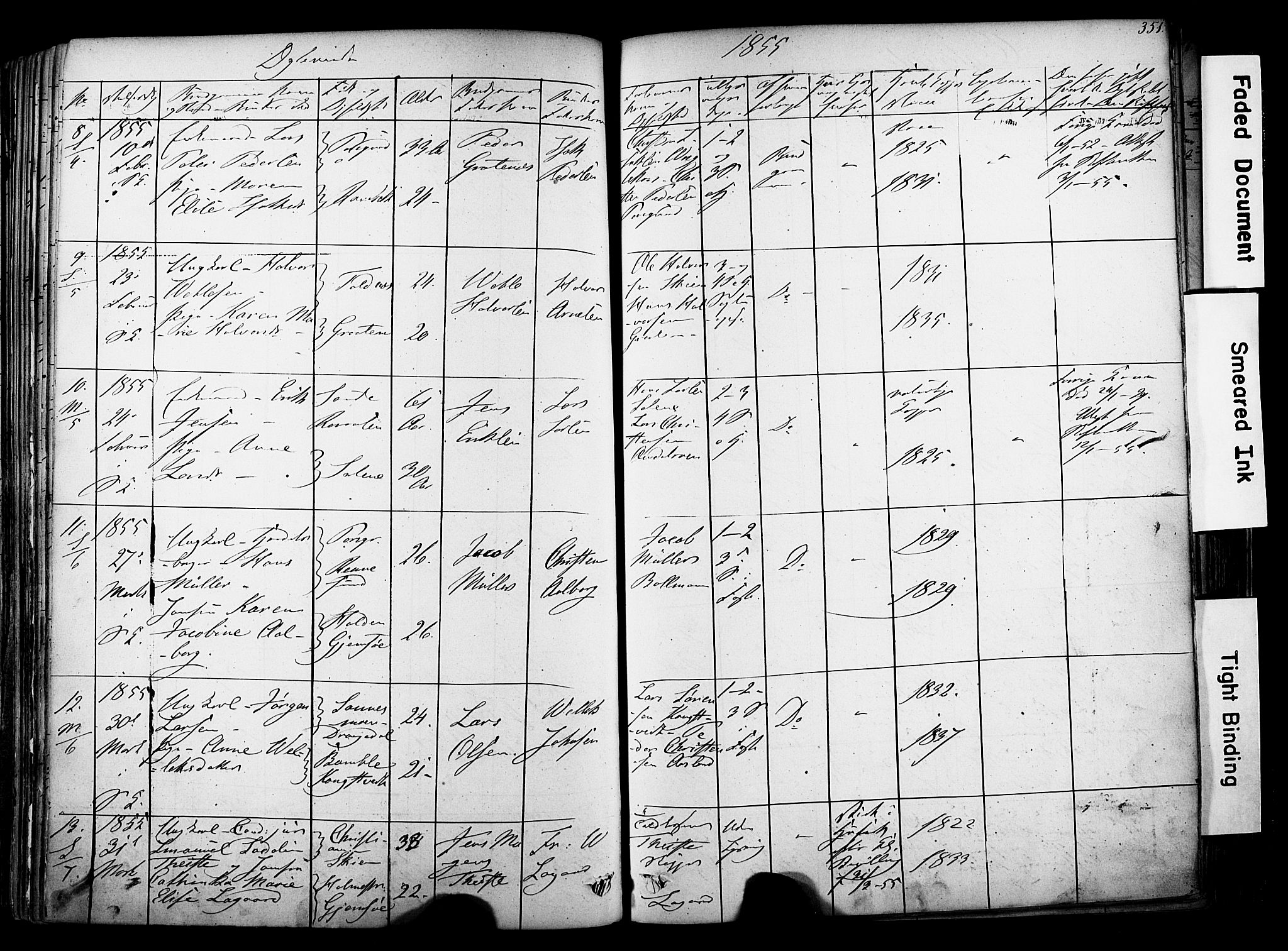 Solum kirkebøker, AV/SAKO-A-306/F/Fa/L0006: Parish register (official) no. I 6, 1844-1855, p. 351