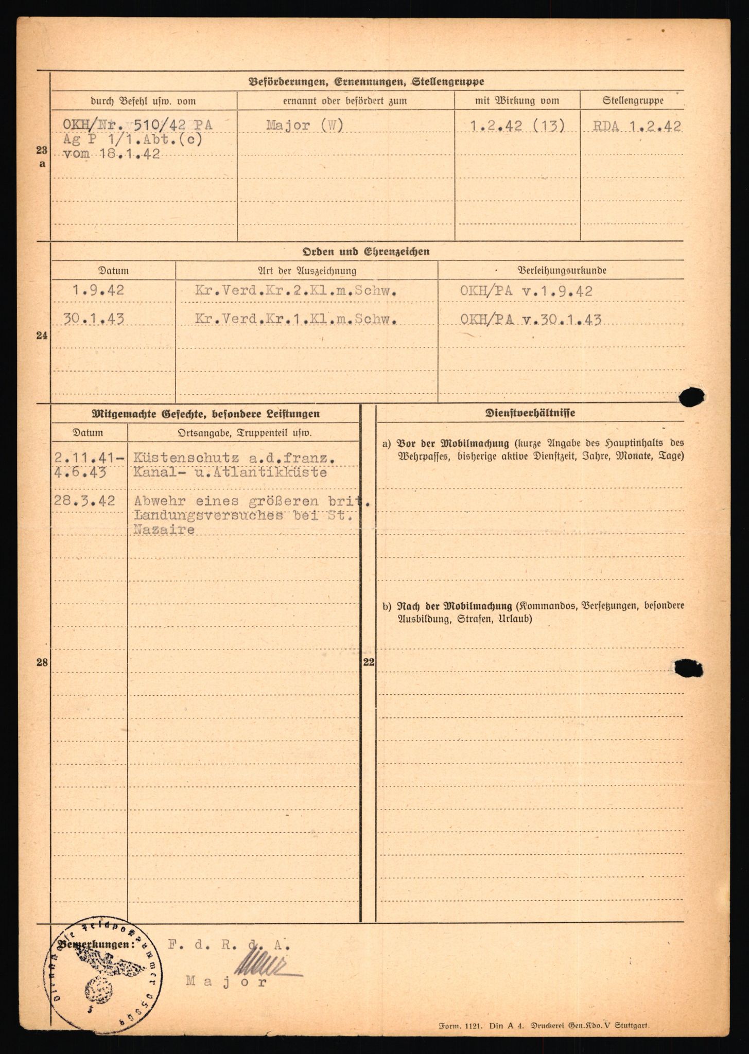 Forsvarets Overkommando. 2 kontor. Arkiv 11.4. Spredte tyske arkivsaker, AV/RA-RAFA-7031/D/Dar/Dara/L0019: Personalbøker og diverse, 1940-1945, p. 535