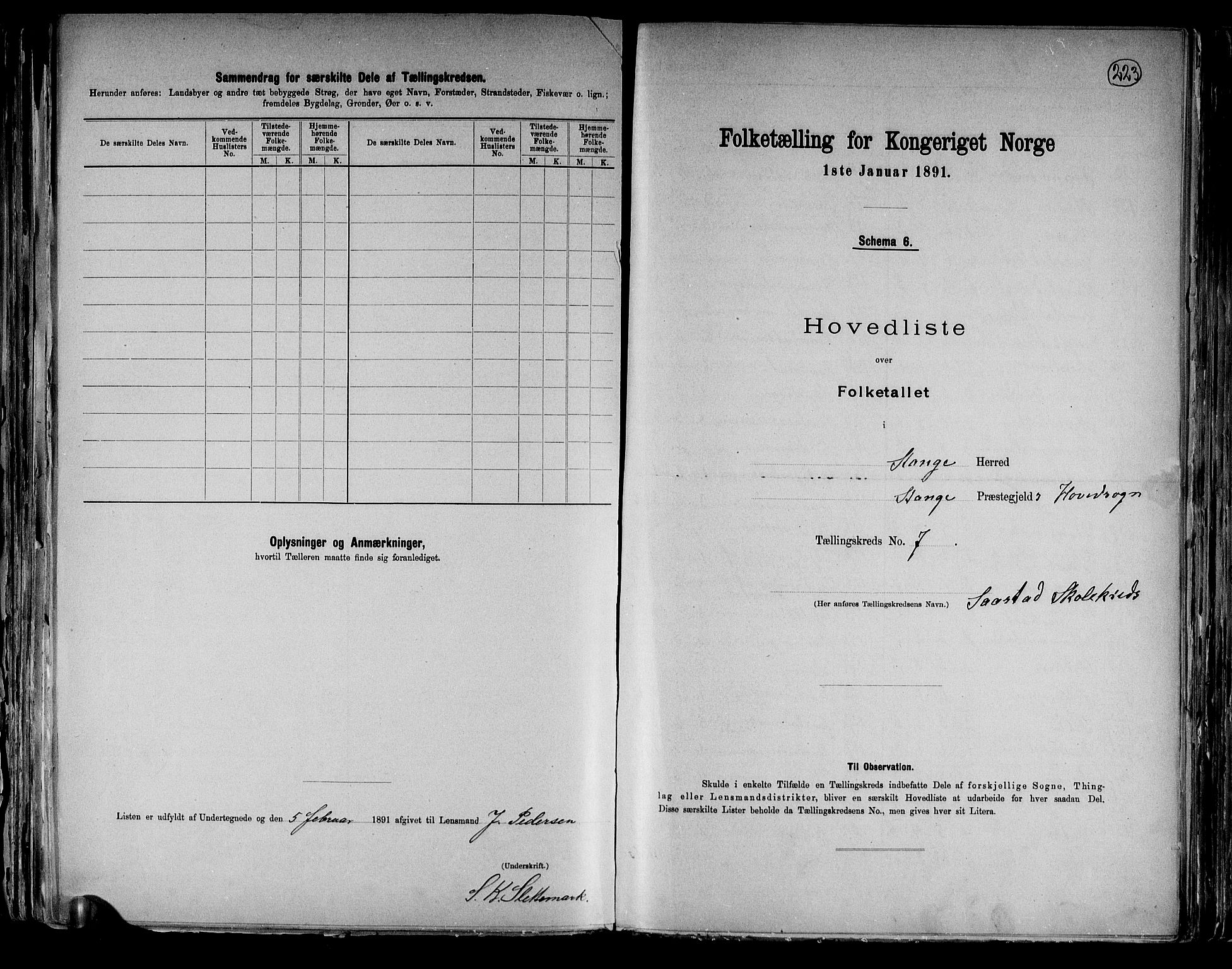 RA, 1891 census for 0417 Stange, 1891, p. 24