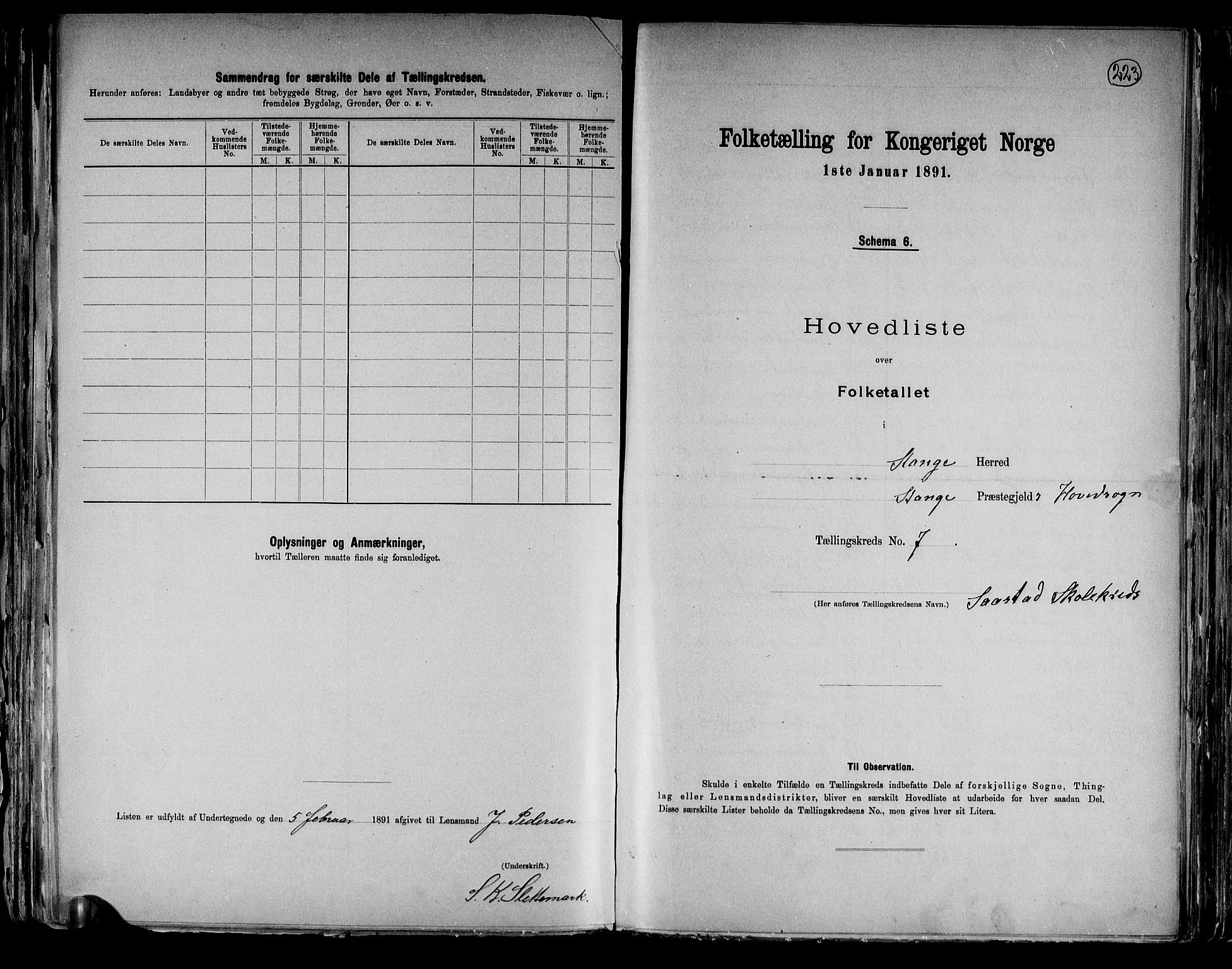 RA, 1891 census for 0417 Stange, 1891, p. 24