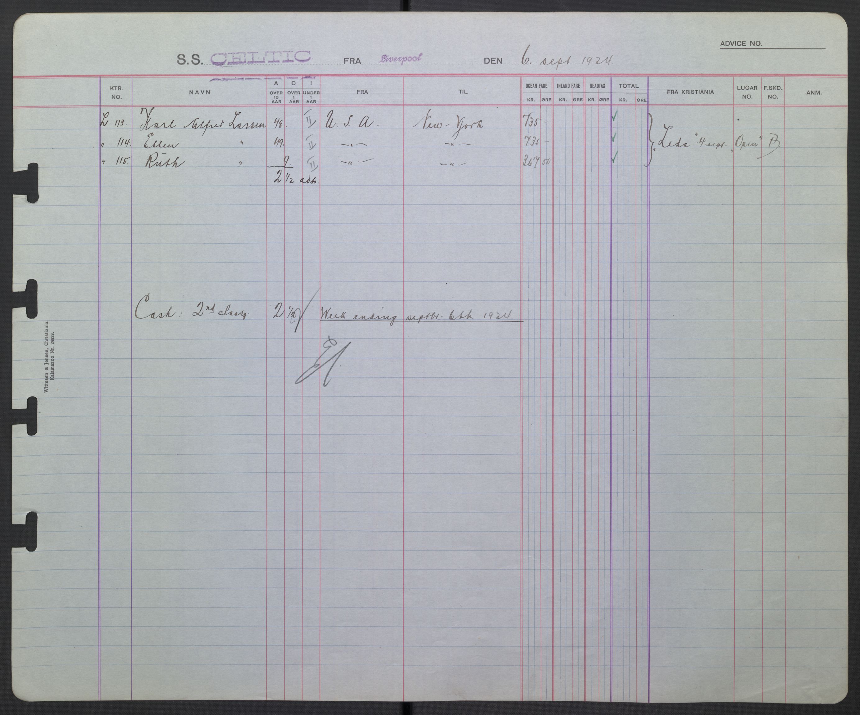 White Star-linjen, AV/SAO-PAO-0201/D/Db/L0001: Passasjerlister, 1924-1937, p. 54