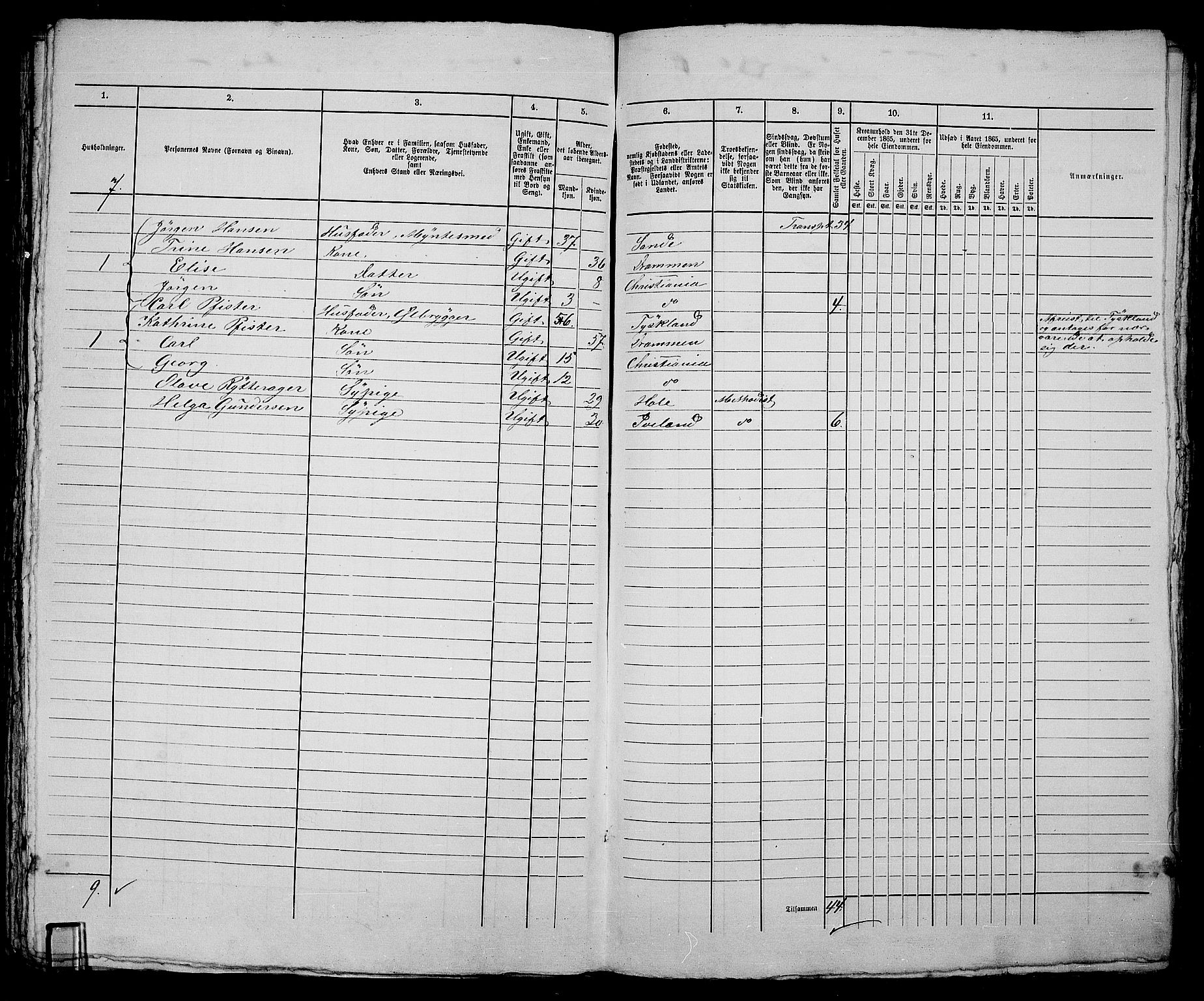 RA, 1865 census for Kristiania, 1865, p. 3041