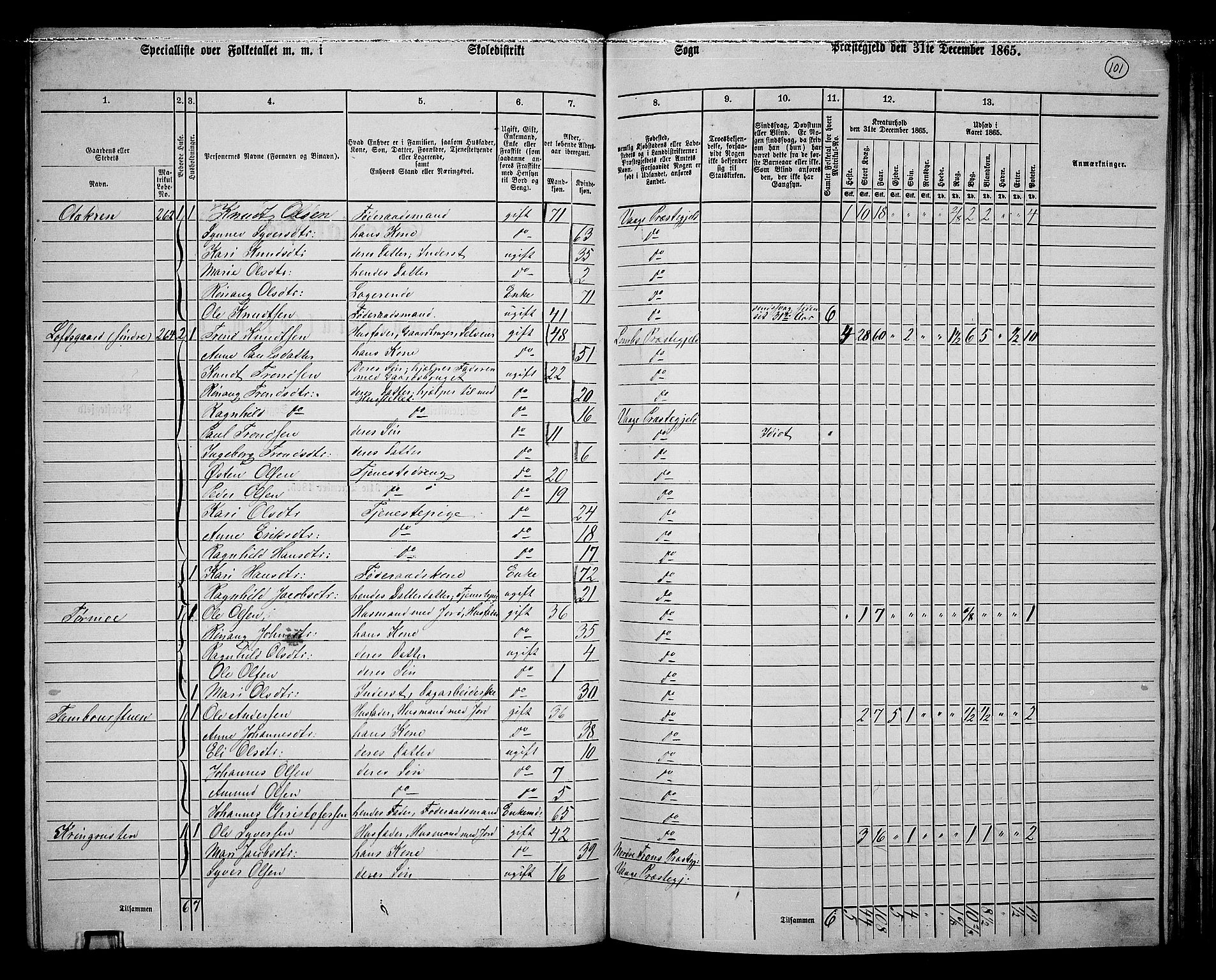 RA, 1865 census for Vågå, 1865, p. 258