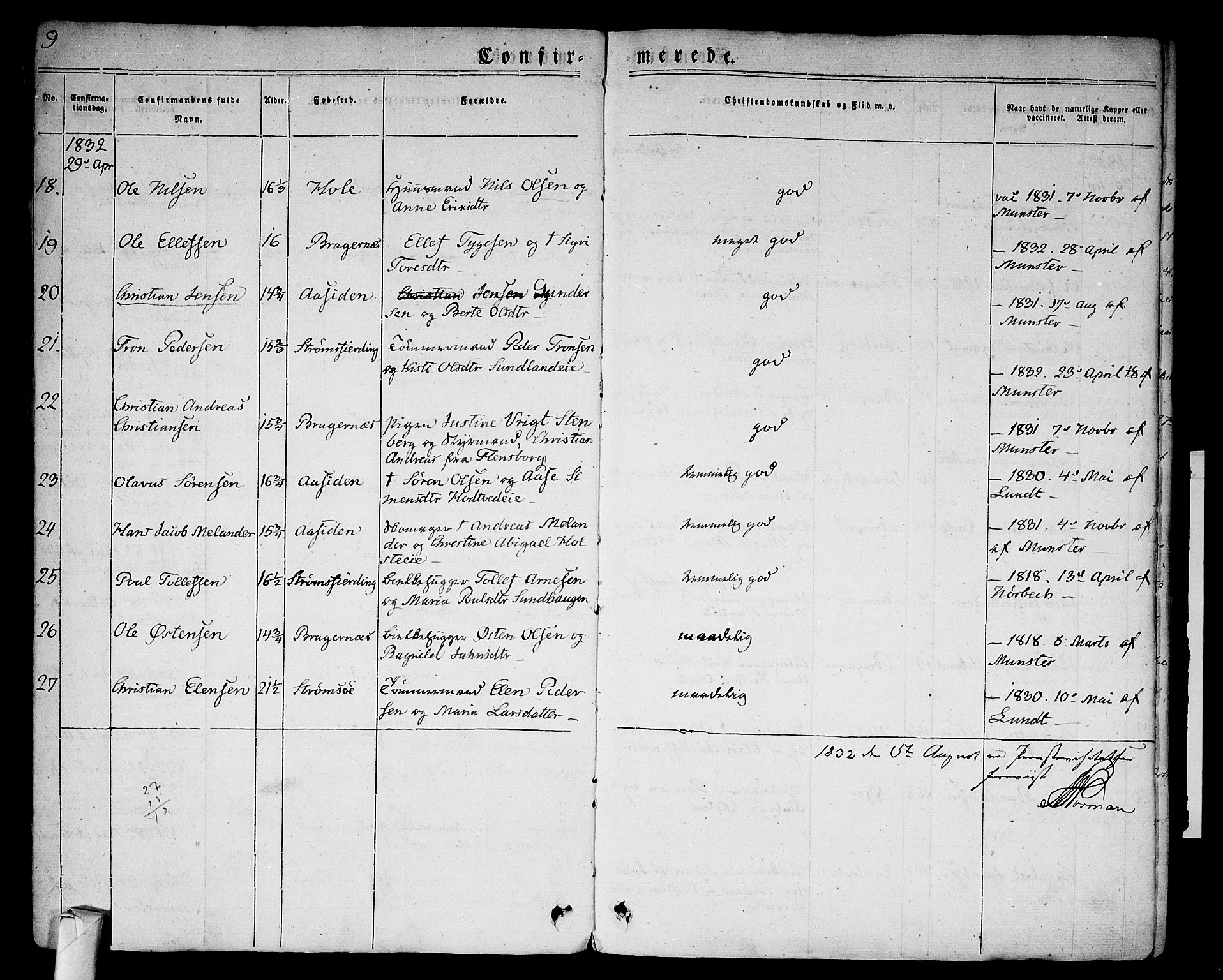 Bragernes kirkebøker, AV/SAKO-A-6/F/Fc/L0001: Parish register (official) no. III 1, 1830-1853, p. 9