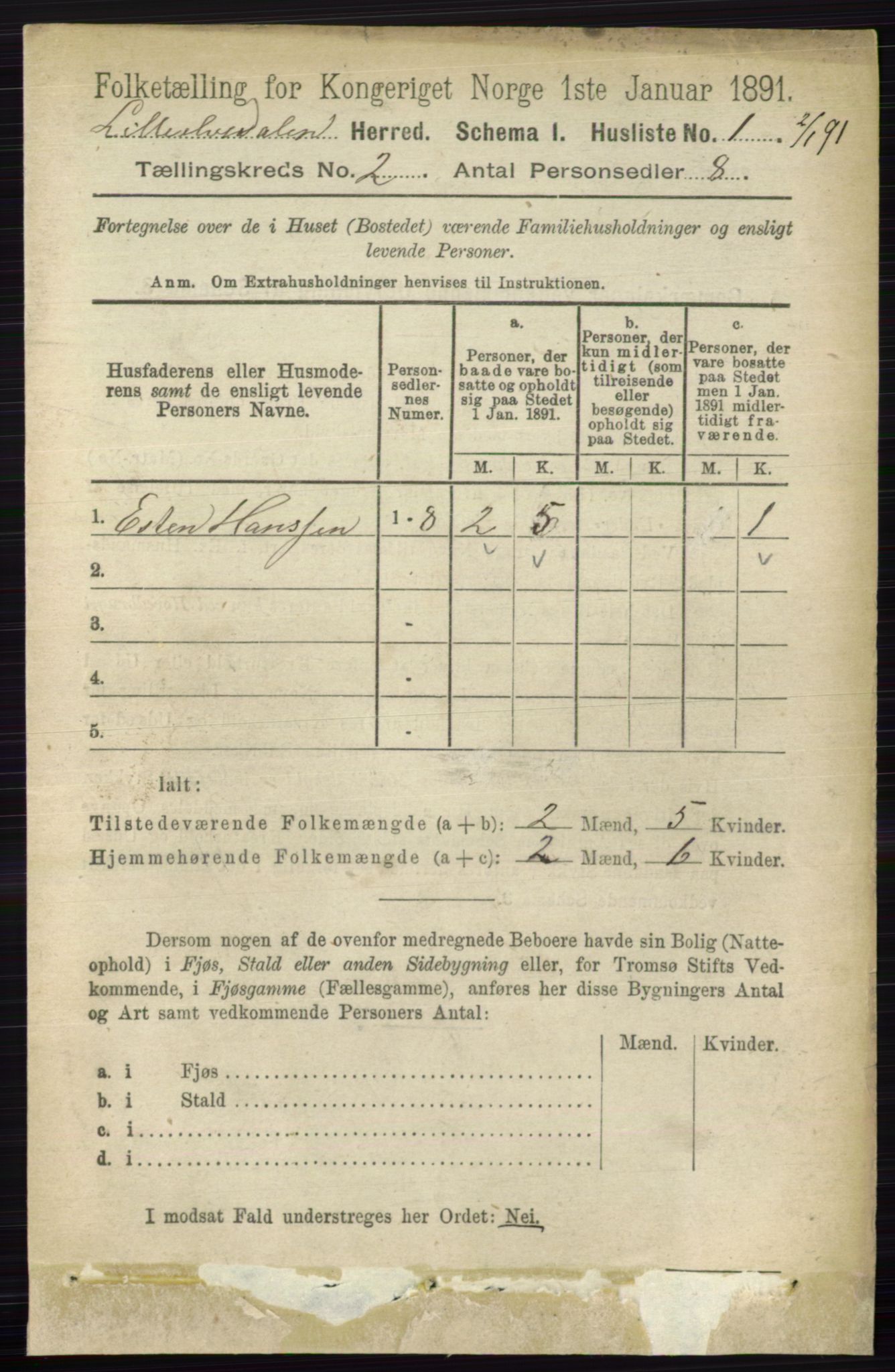 RA, 1891 census for 0438 Lille Elvedalen, 1891, p. 483