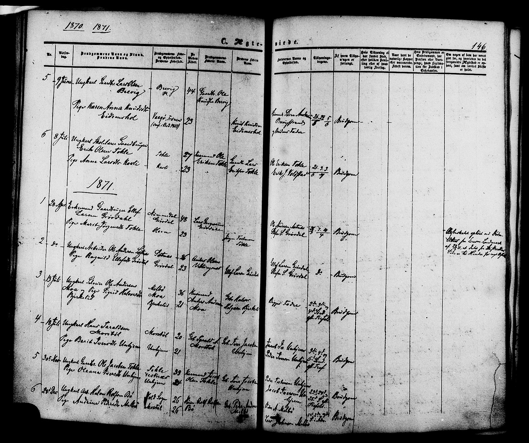 Ministerialprotokoller, klokkerbøker og fødselsregistre - Møre og Romsdal, SAT/A-1454/545/L0586: Parish register (official) no. 545A02, 1854-1877, p. 146