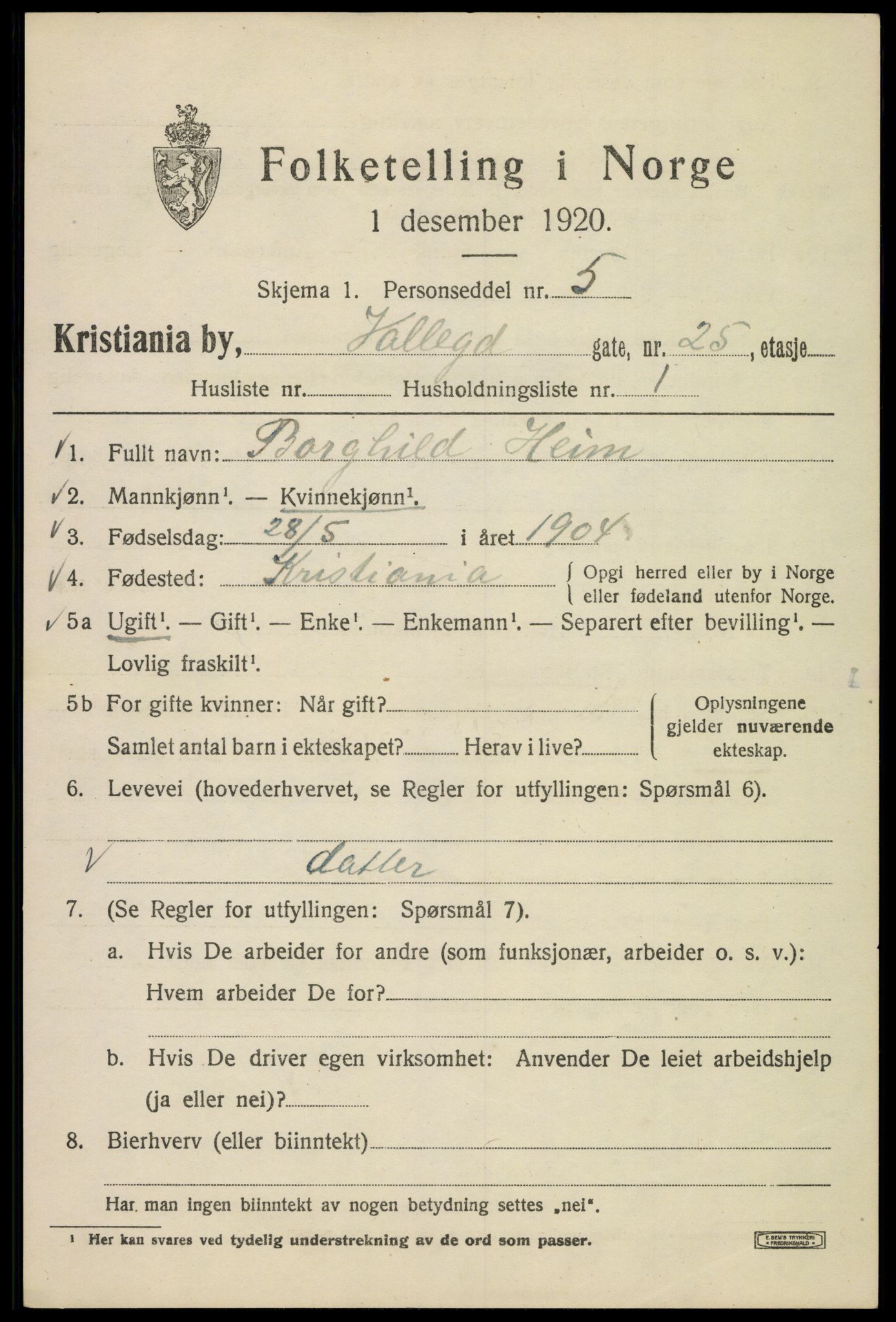 SAO, 1920 census for Kristiania, 1920, p. 628969