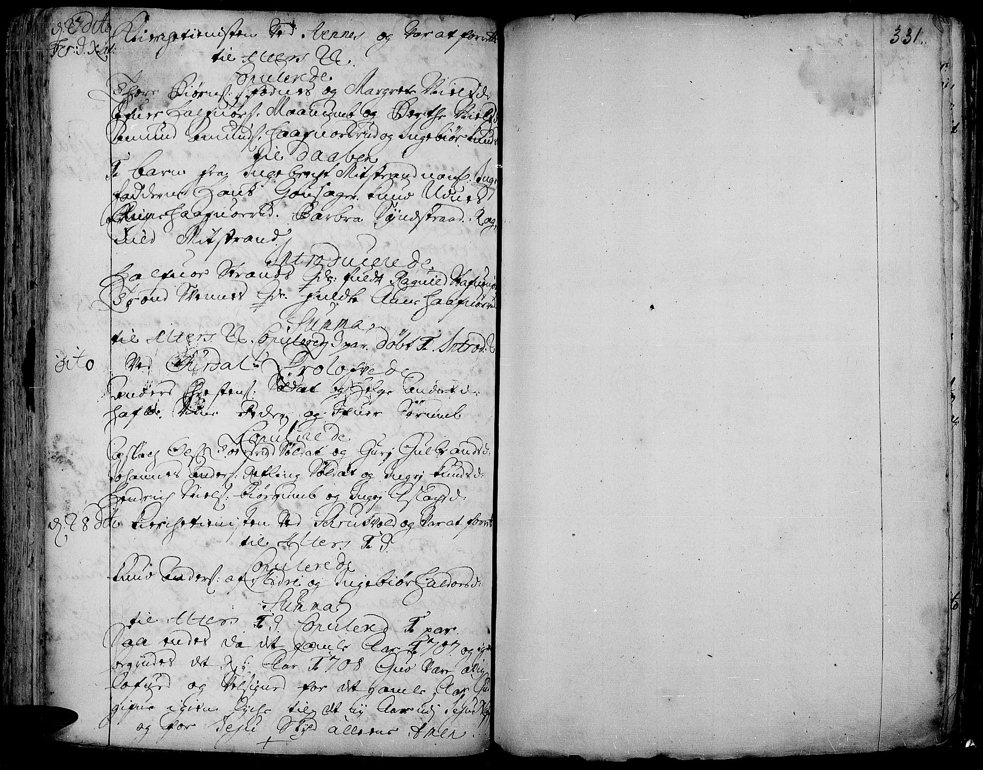 Aurdal prestekontor, SAH/PREST-126/H/Ha/Haa/L0001: Parish register (official) no. 1-3, 1692-1730, p. 331